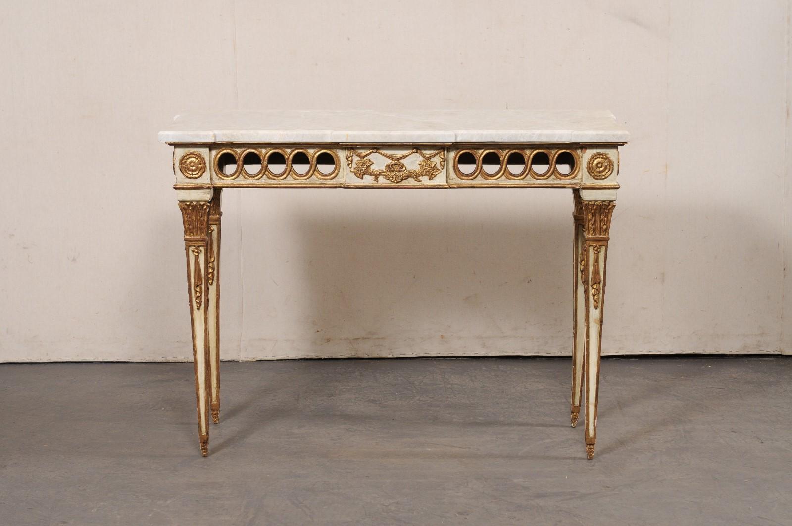 Neoclassical Style 4 Ft. Console w/Quartzite Top, Italy For Sale 5
