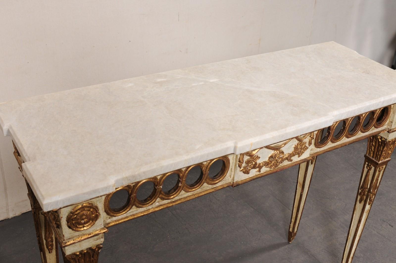 Neoclassical Style 4 Ft. Console w/Quartzite Top, Italy For Sale 6