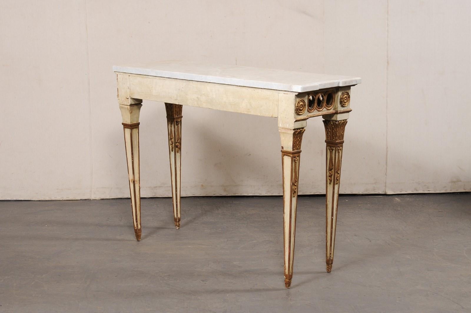 20th Century Neoclassical Style 4 Ft. Console w/Quartzite Top, Italy For Sale