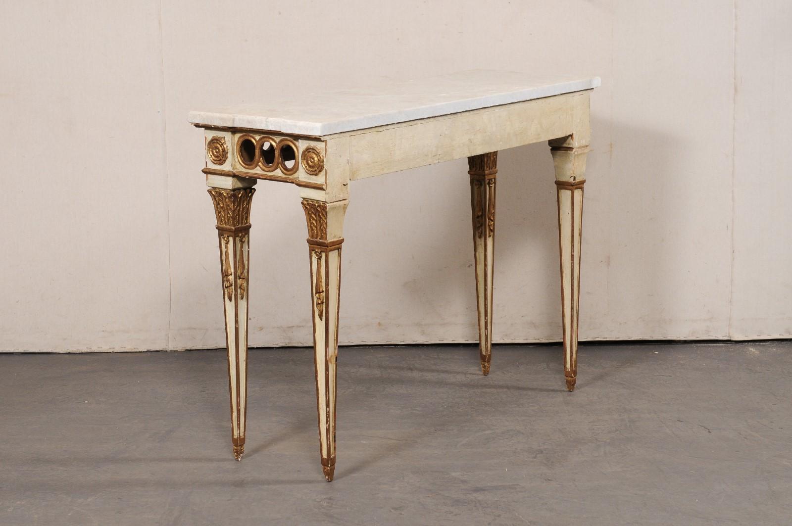 Neoclassical Style 4 Ft. Console w/Quartzite Top, Italy For Sale 2