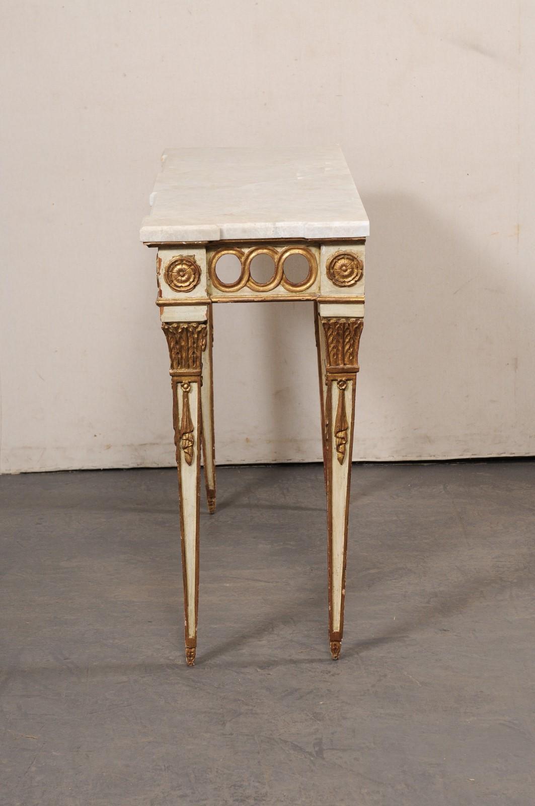 Neoclassical Style 4 Ft. Console w/Quartzite Top, Italy For Sale 3
