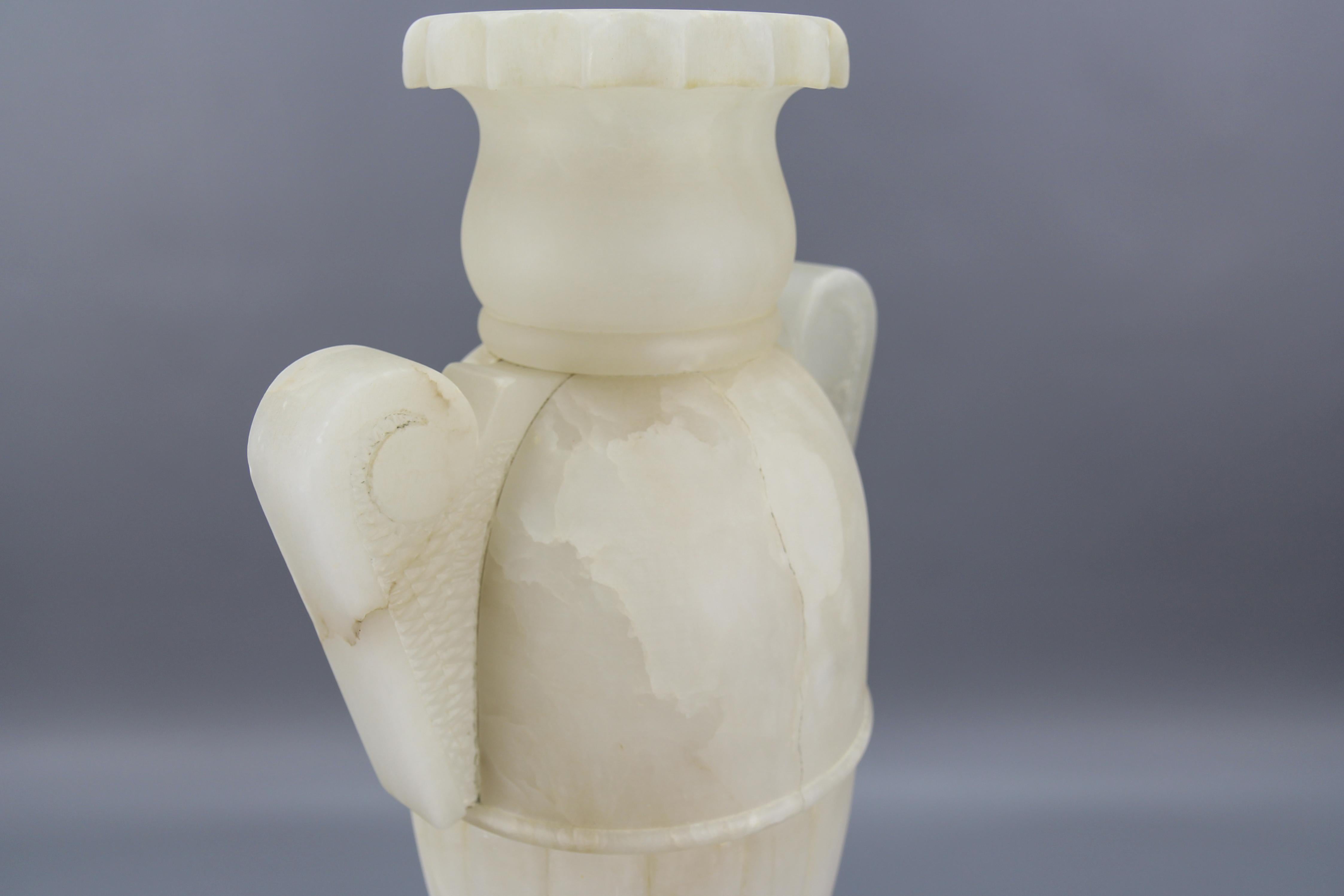 Neoclassical Style Ivory Color Alabaster Amphora Shaped Table Lamp For Sale 8