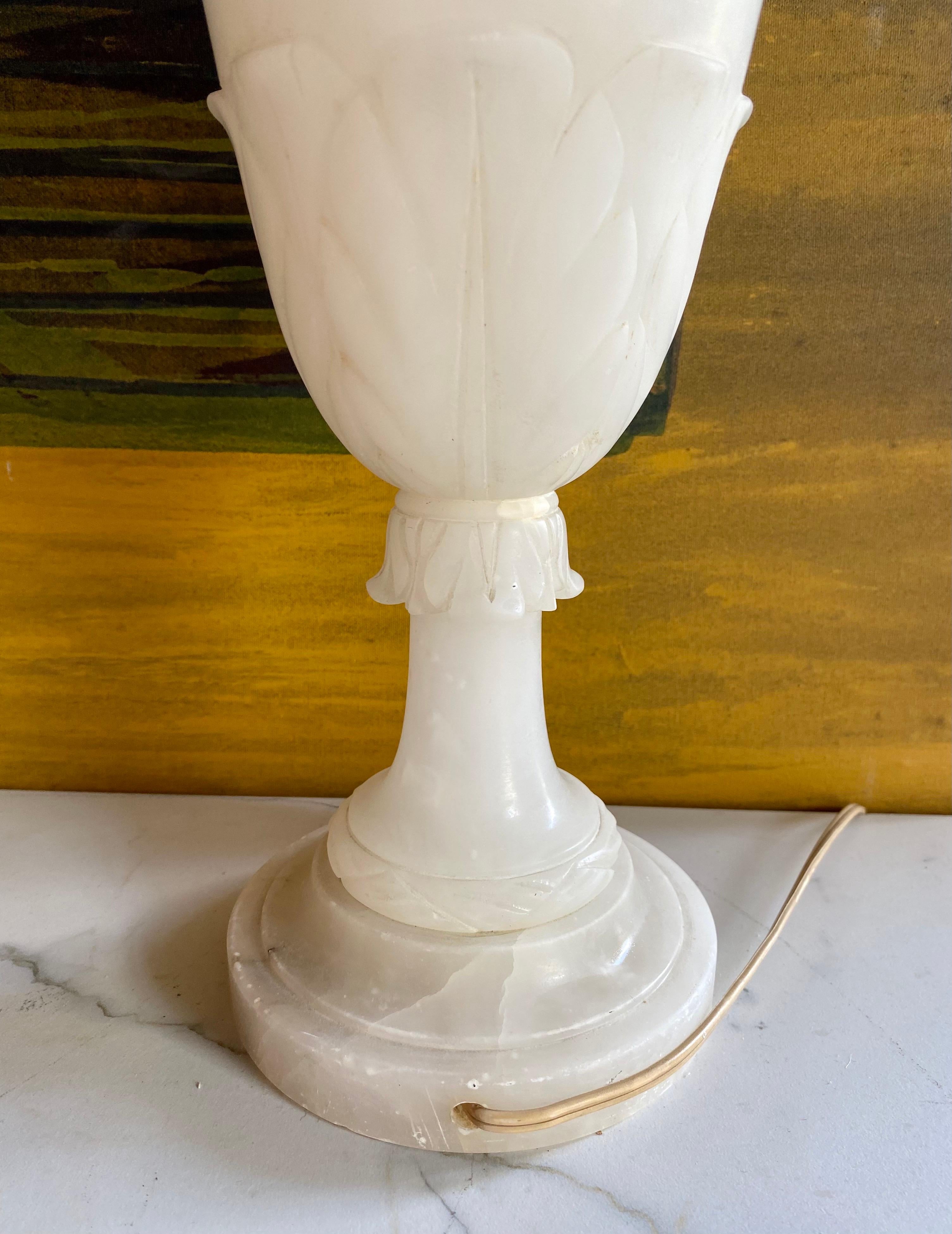 Neoclassical Style Alabaster Marble Urn Table Lamp 5