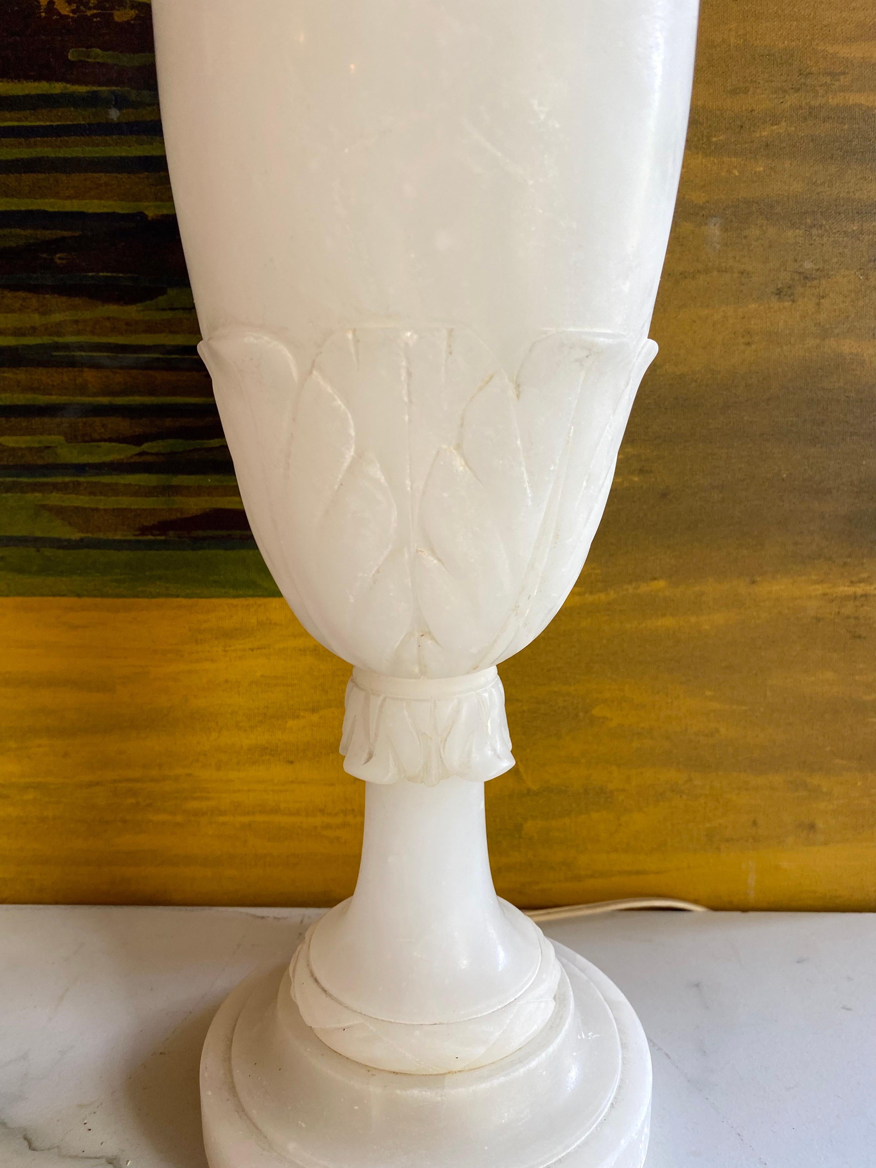 Neoclassical Style Alabaster Marble Urn Table Lamp 6