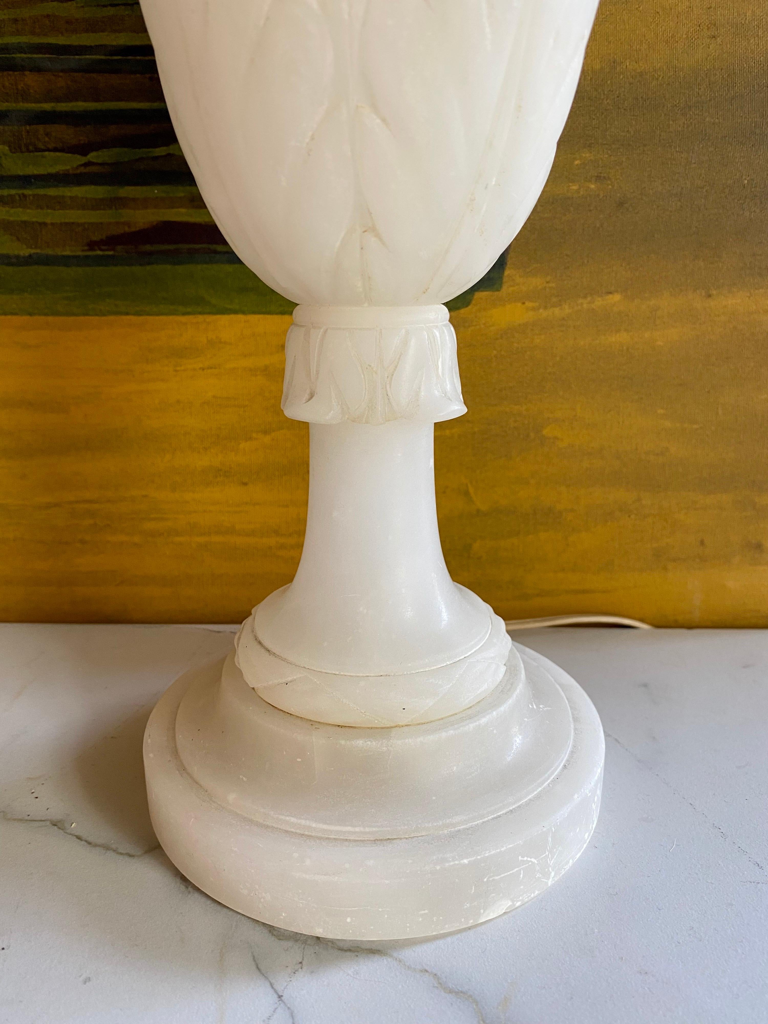 Neoclassical Style Alabaster Marble Urn Table Lamp 7