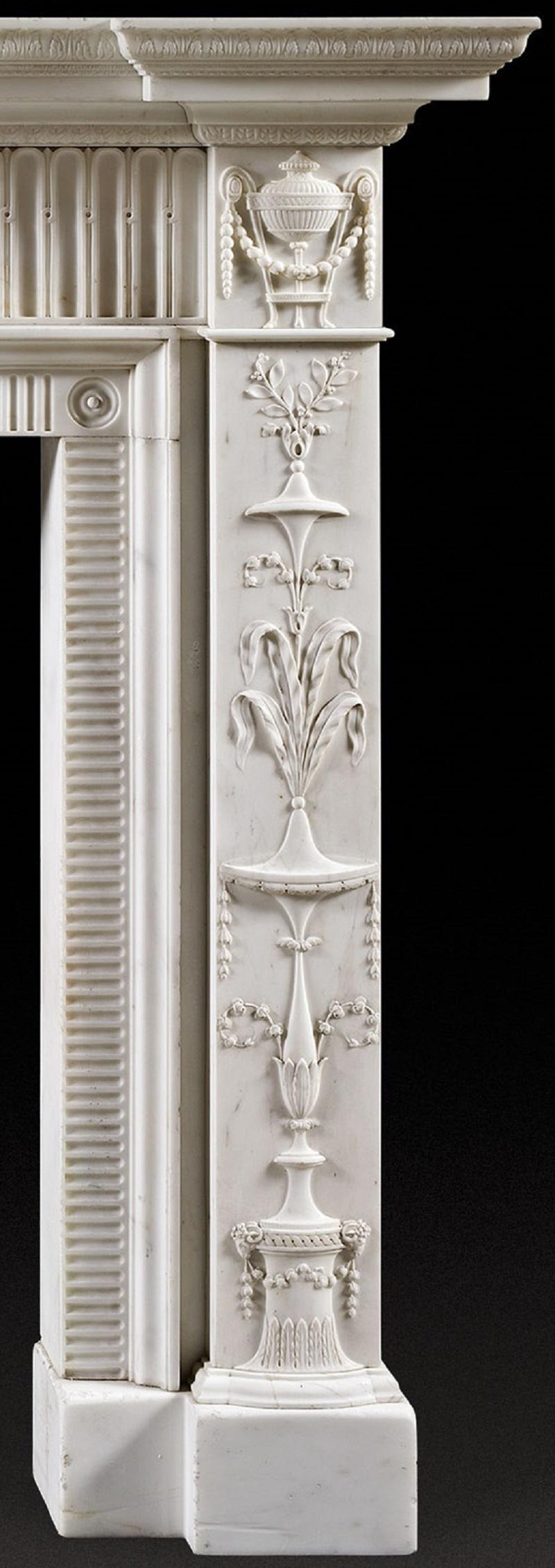 Carved Neoclassical Style Antique Fireplace Mantel For Sale