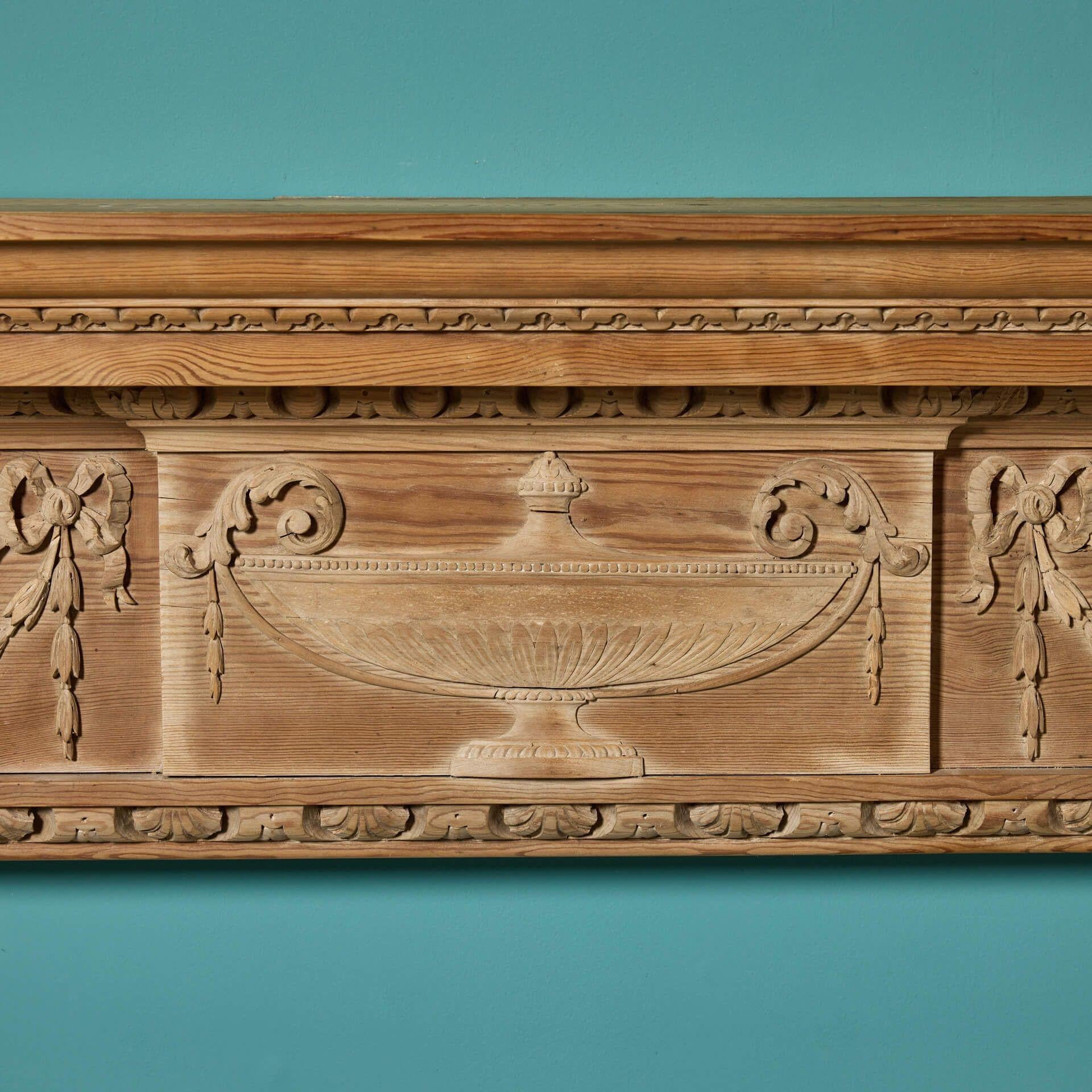 English Neoclassical Style Antique Wooden Fire Mantel For Sale