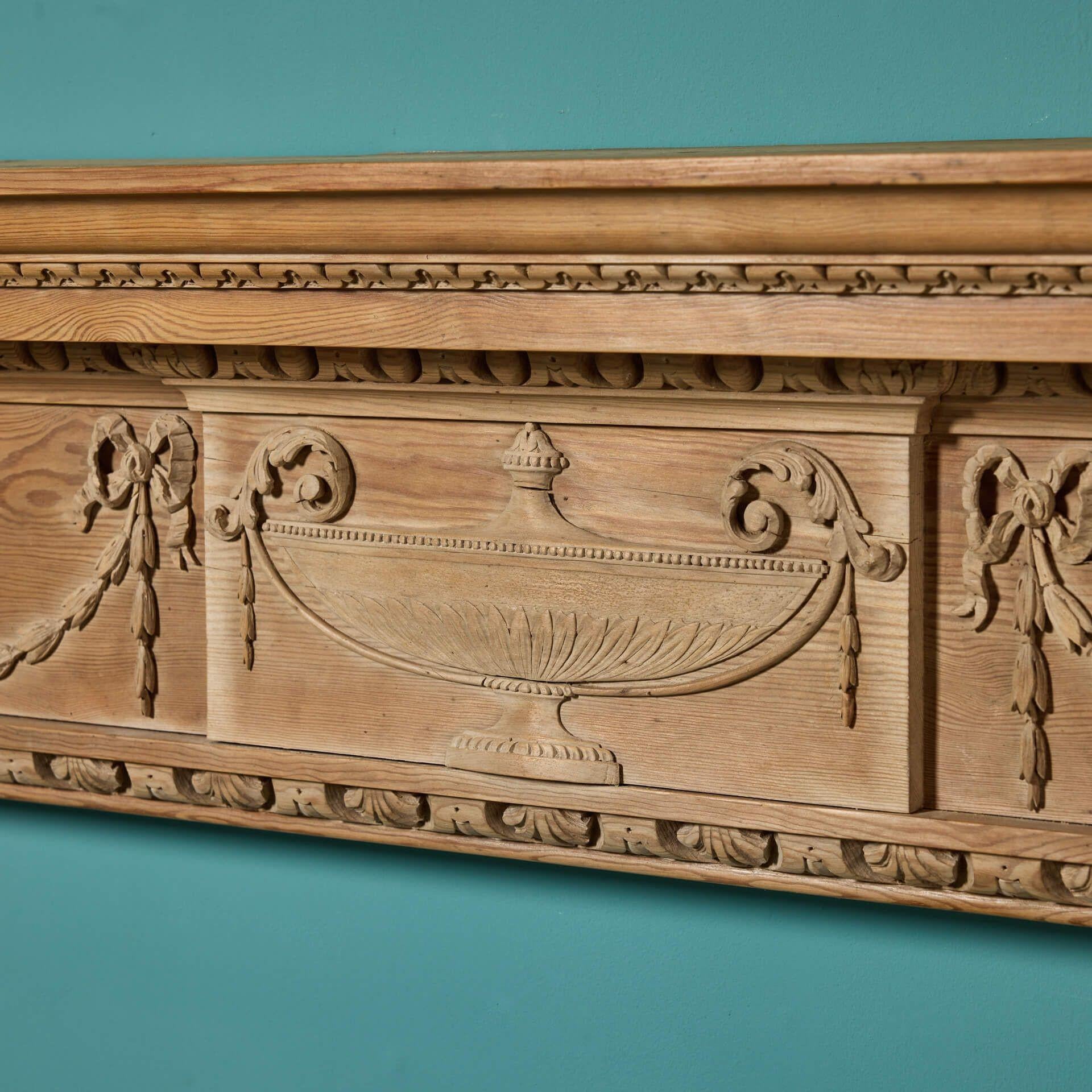 Neoclassical Style Antique Wooden Fire Mantel In Fair Condition For Sale In Wormelow, Herefordshire