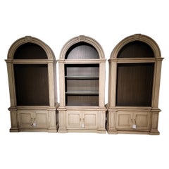 Neoclassical Style Arched Bookcase Display Cabinets By Berhardt, Set Of 3