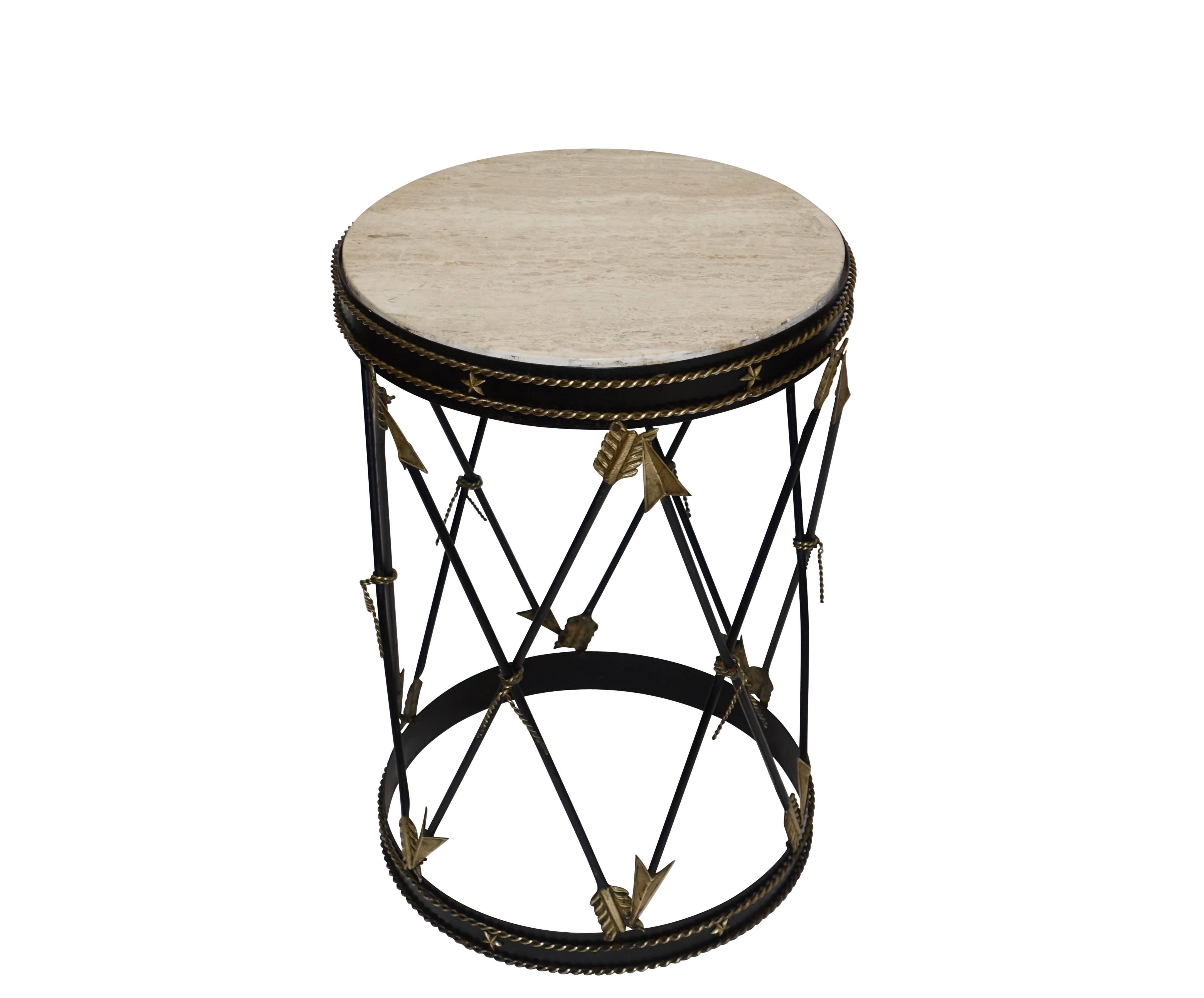Neoclassical Style Tole Painted Arrow Side Table, Italian Mid-20th Century In Good Condition In San Francisco, CA