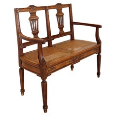Neoclassical style bench carved lyres on the seat back - 20th