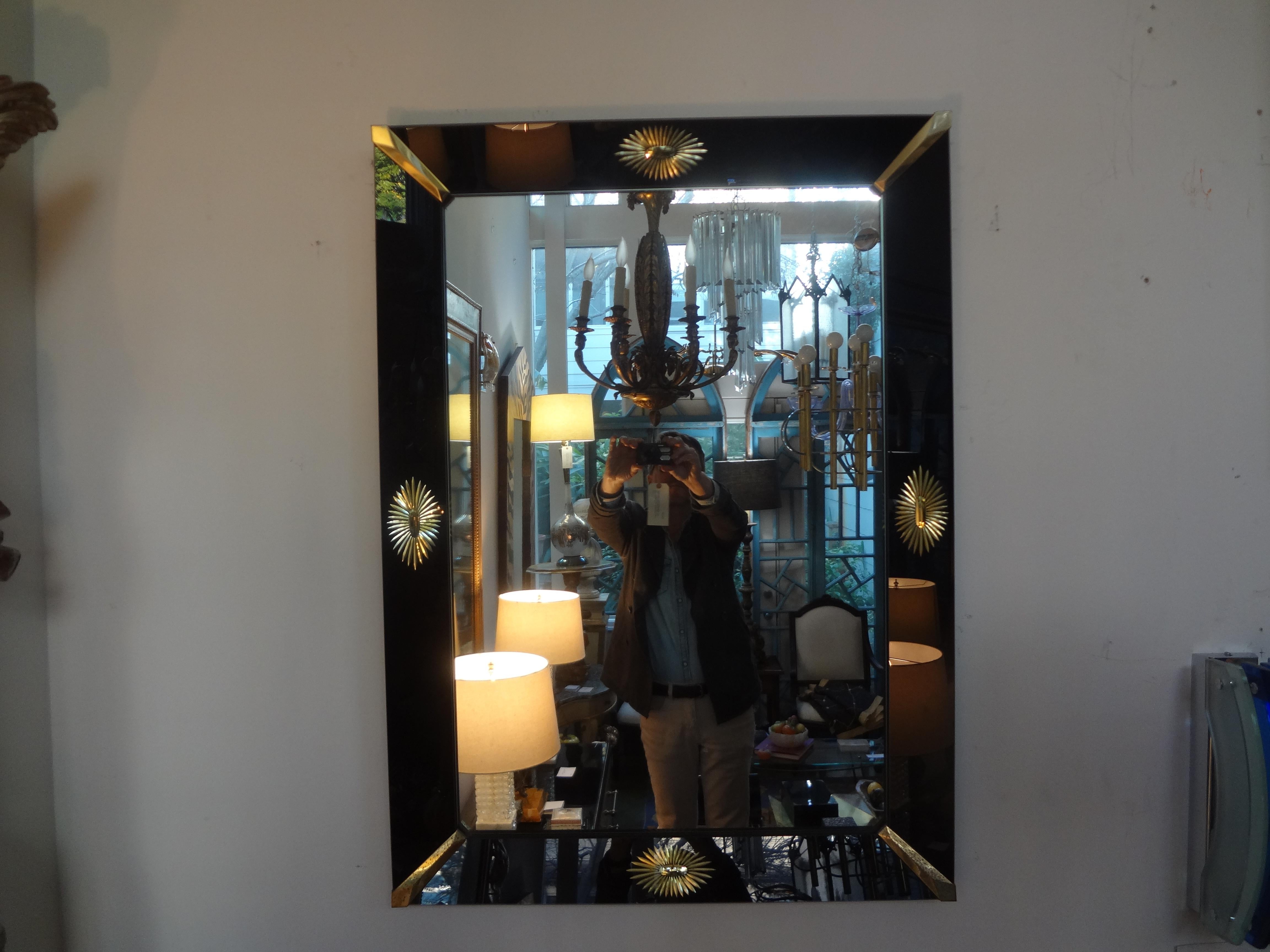 Neoclassical Style Black Venetian Mirror with Gilt Stars 6