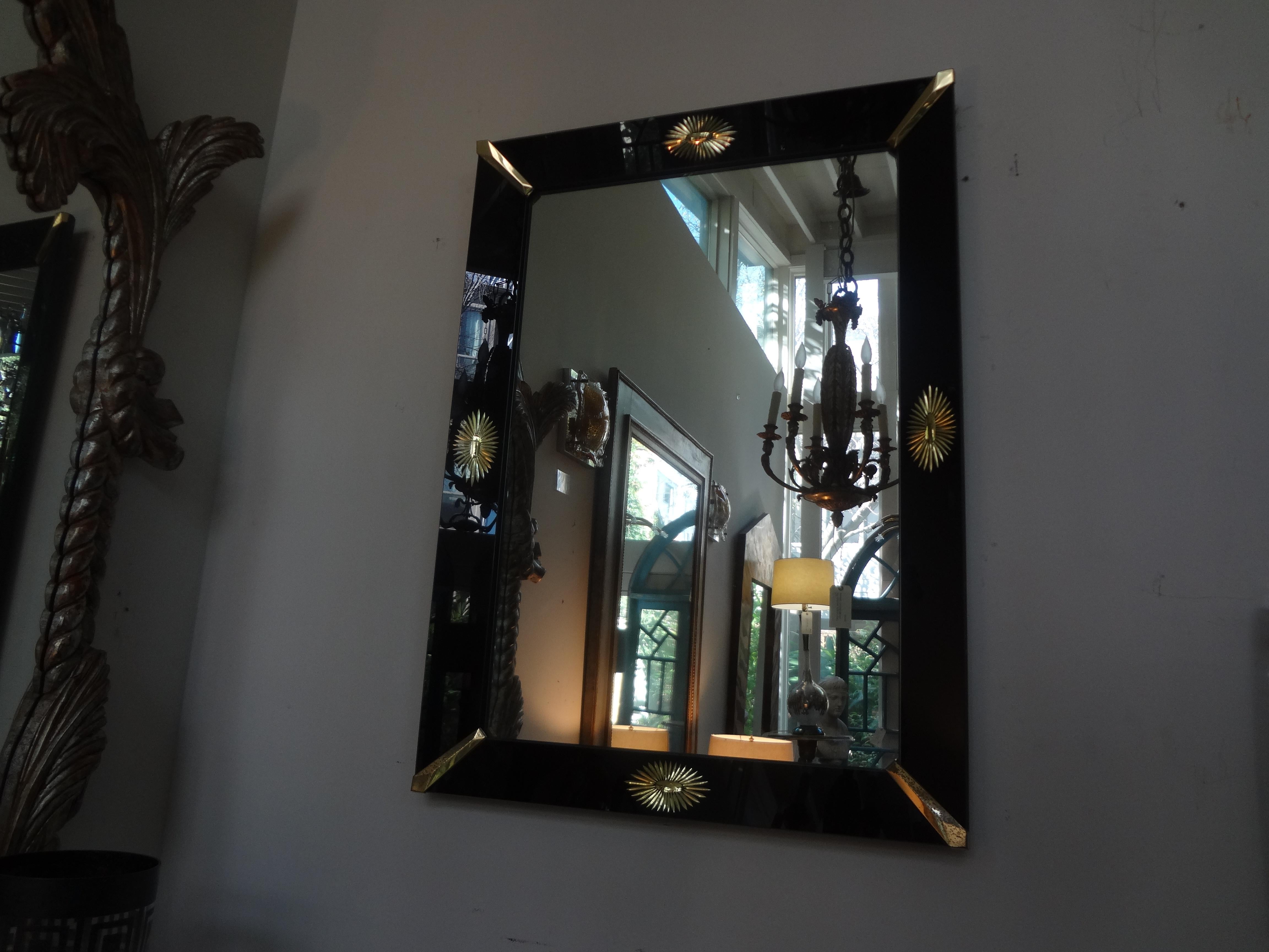 Mid-20th Century Neoclassical Style Black Venetian Mirror with Gilt Stars