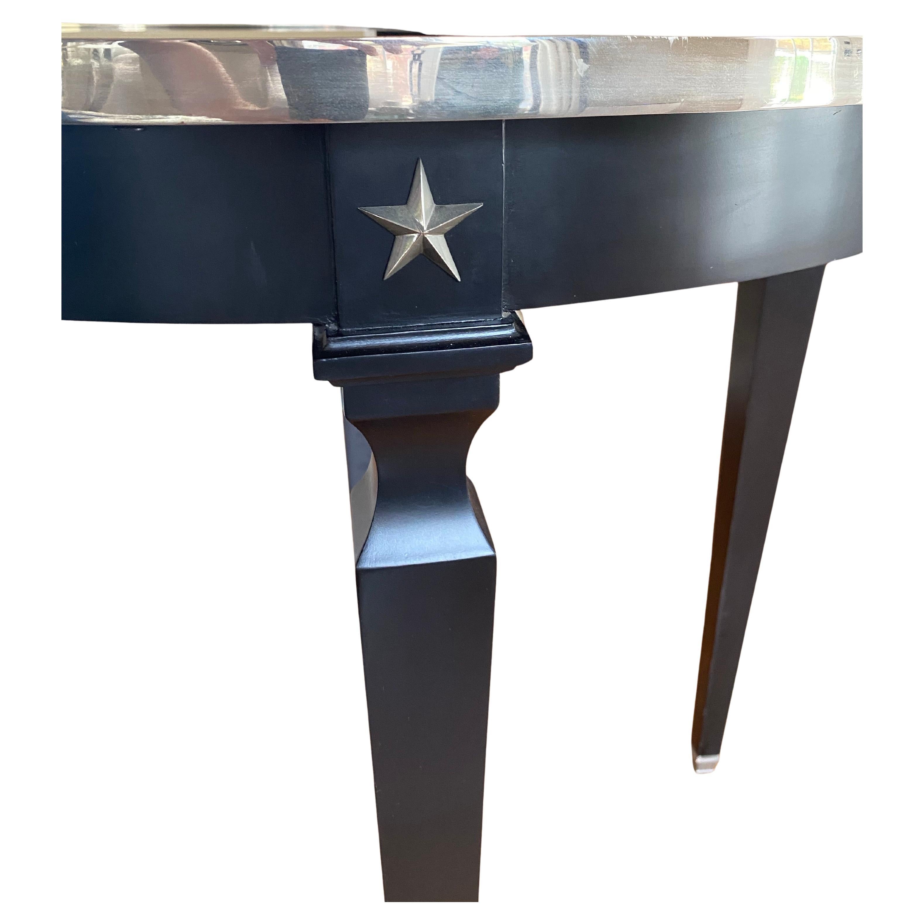 Neoclassical Style Black Mirrored Center Table In Good Condition For Sale In Lambertville, NJ