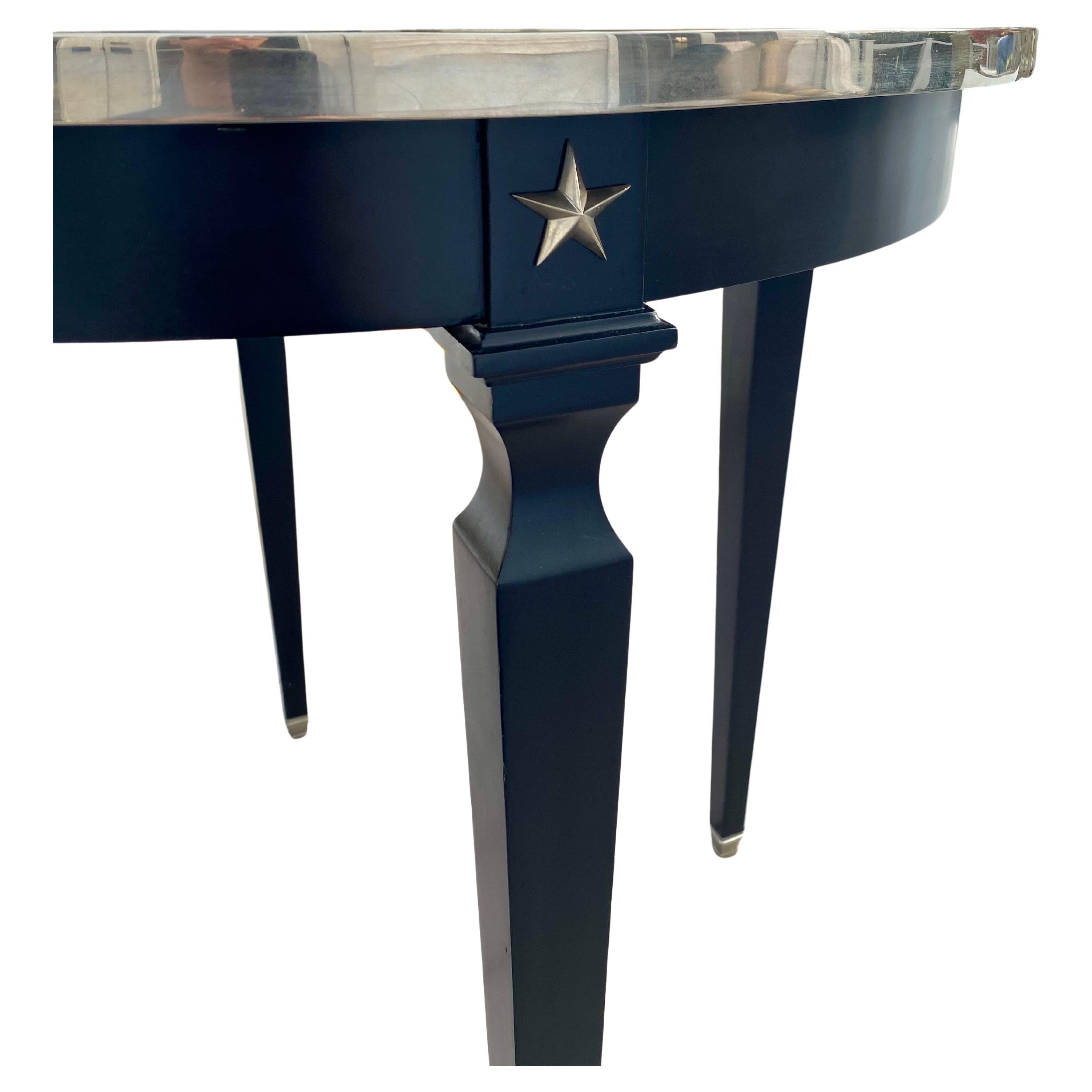 20th Century Neoclassical Style Black Mirrored Center Table For Sale