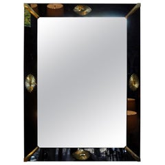 Neoclassical Style Black Venetian Mirror with Gilt Stars Neoclassical Style Black Venetian Mirror with Gilt Stars