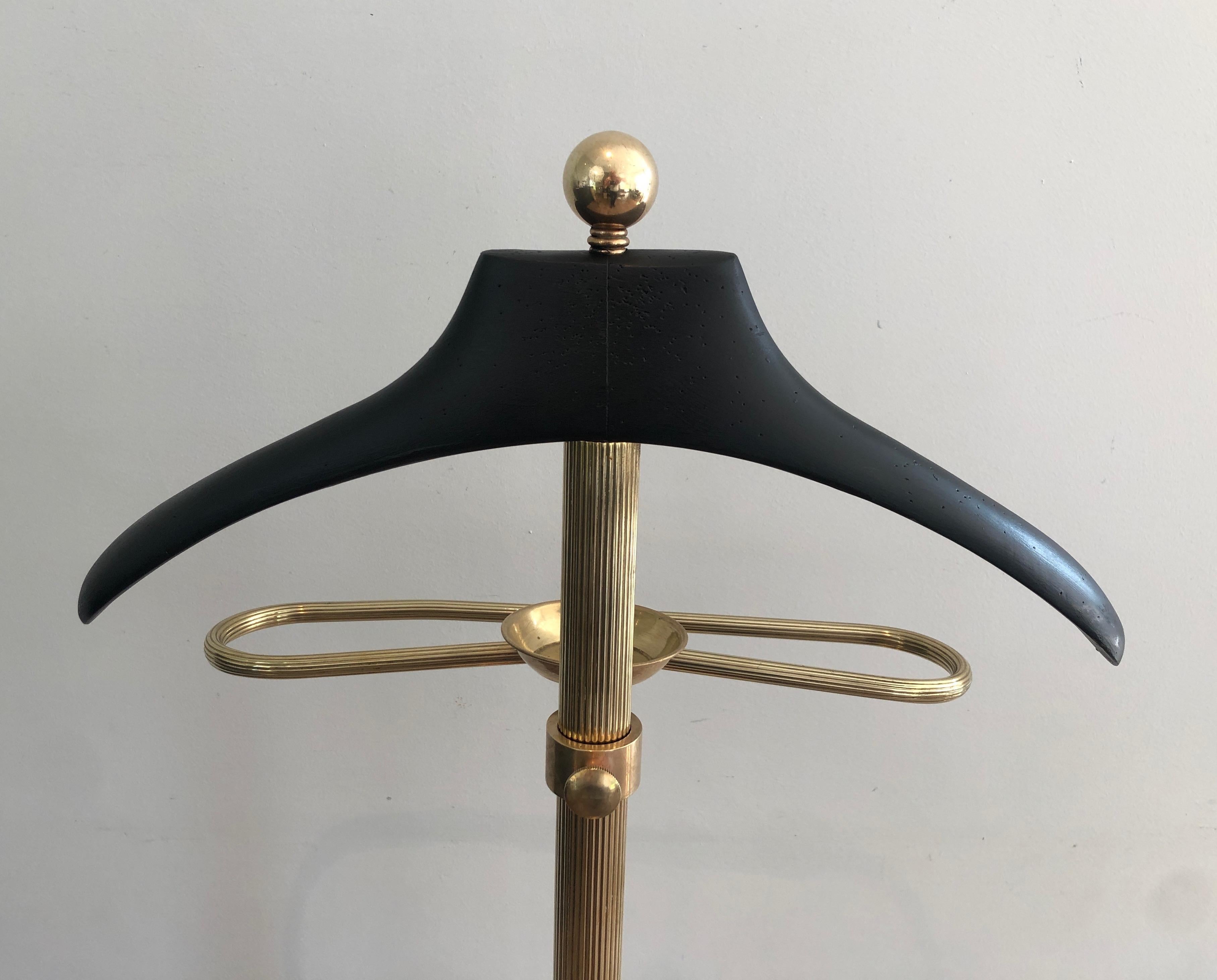 Neoclassical Style Brass and Black Lacquered Wood Valet, French, Circa 1940 6