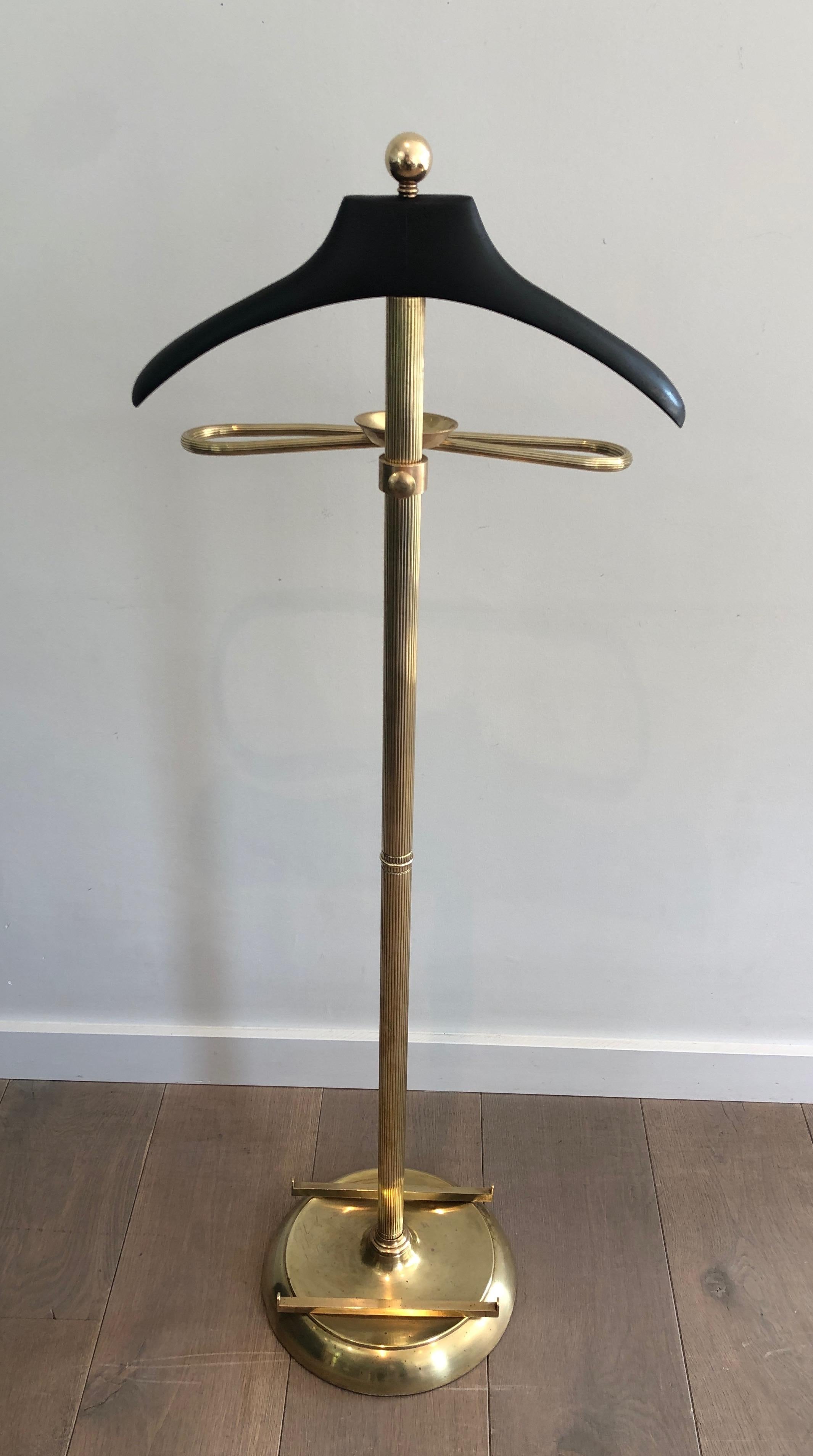 Neoclassical Style Brass and Black Lacquered Wood Valet, French, Circa 1940 7