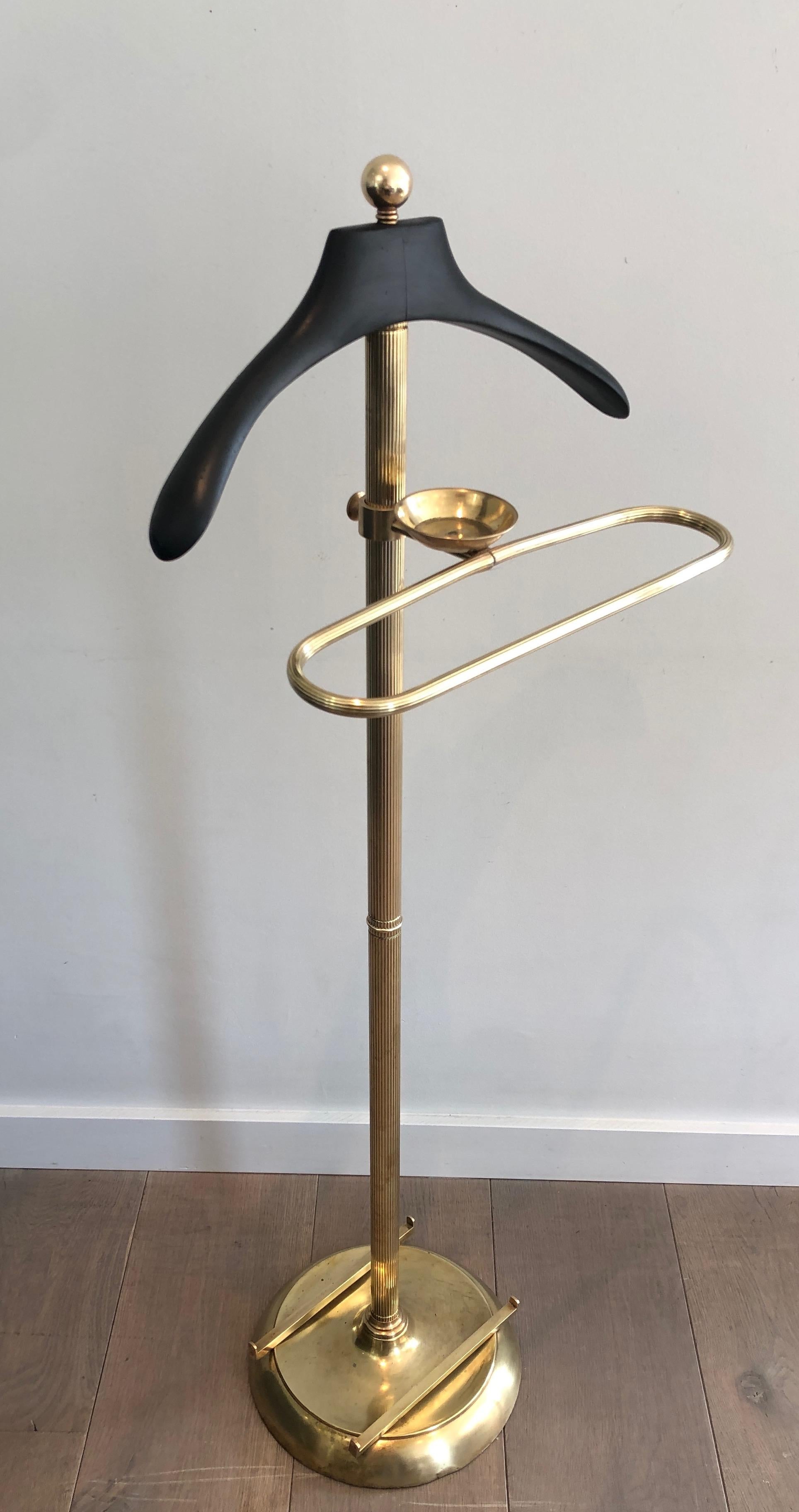 Neoclassical Style Brass and Black Lacquered Wood Valet, French, Circa 1940 8