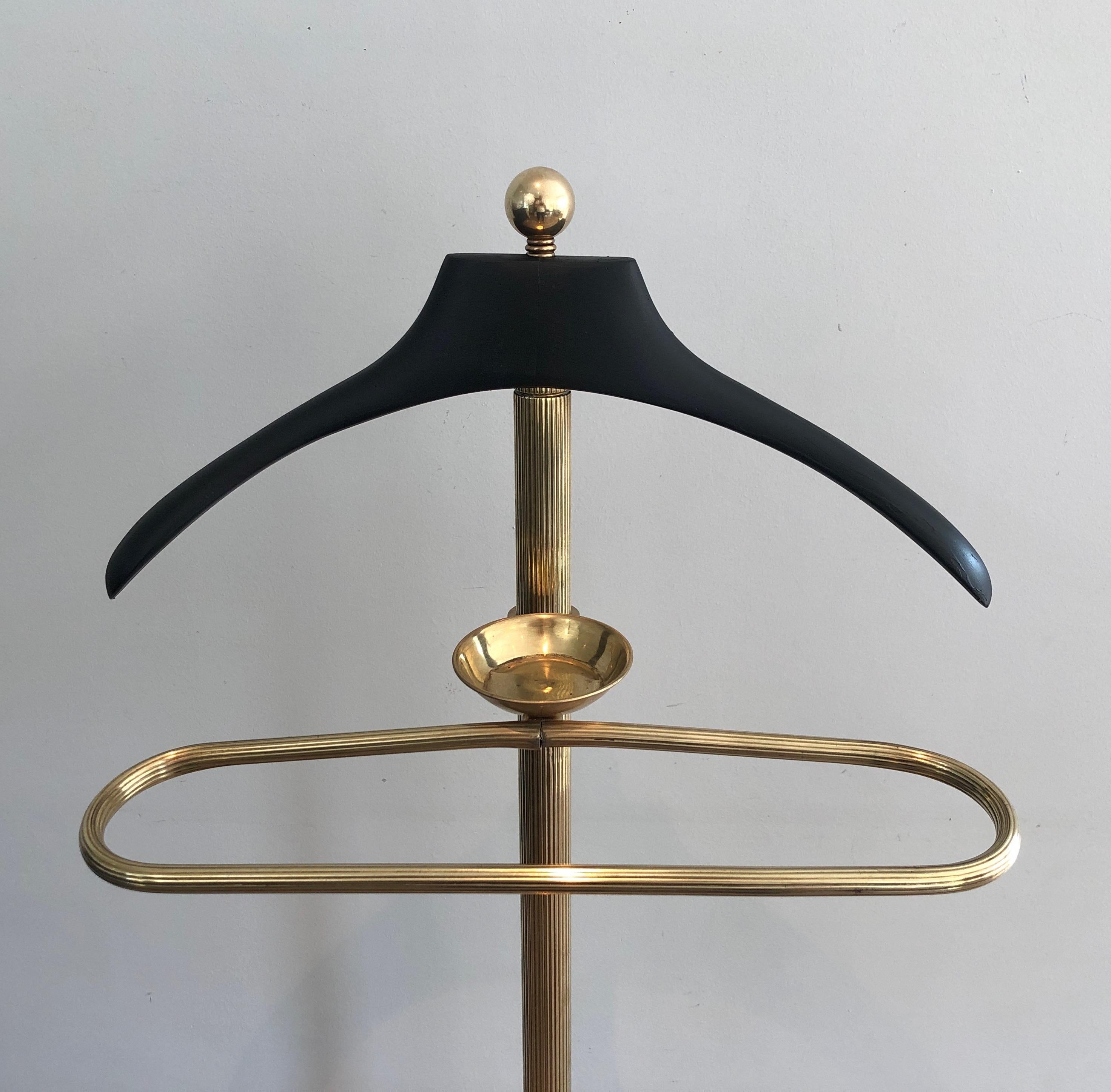Neoclassical Style Brass and Black Lacquered Wood Valet, French, Circa 1940 9