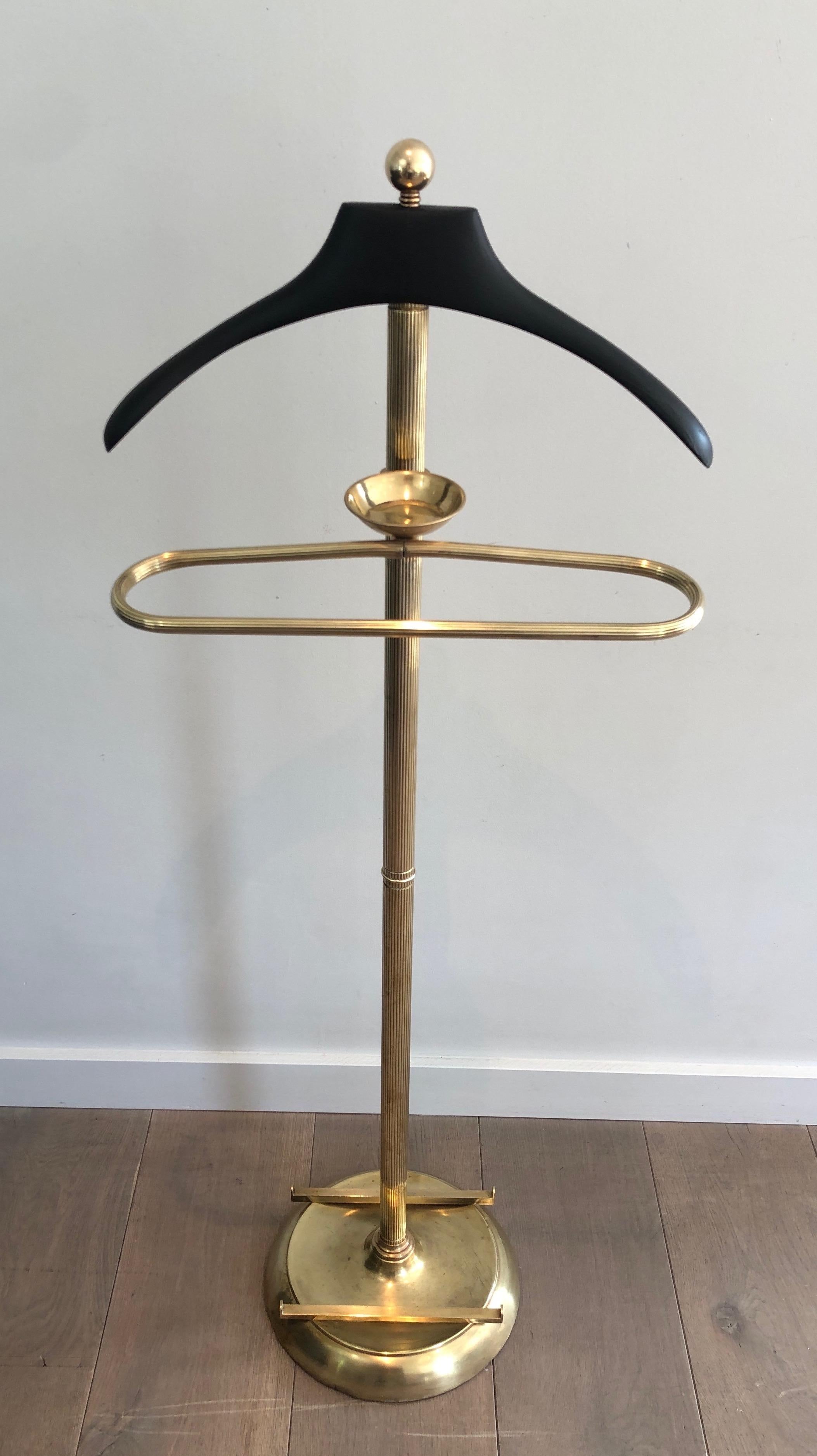 Neoclassical Style Brass and Black Lacquered Wood Valet, French, Circa 1940 14