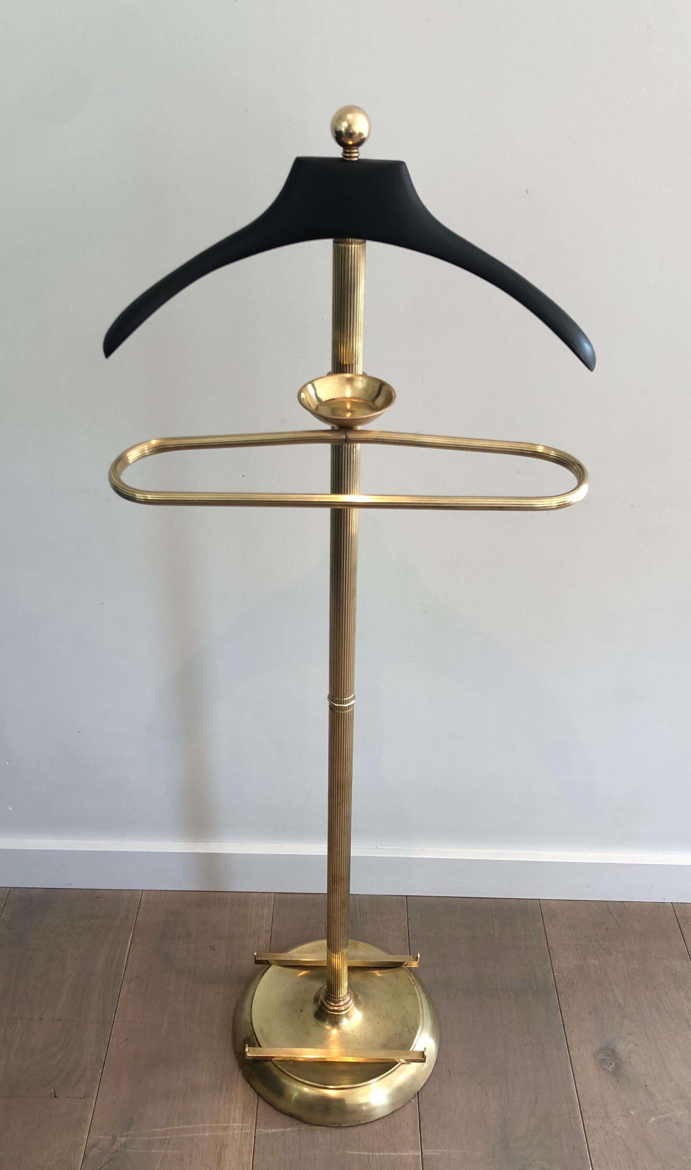 Neoclassical Style Brass and Black Lacquered Wood Valet, French, Circa 1940 15
