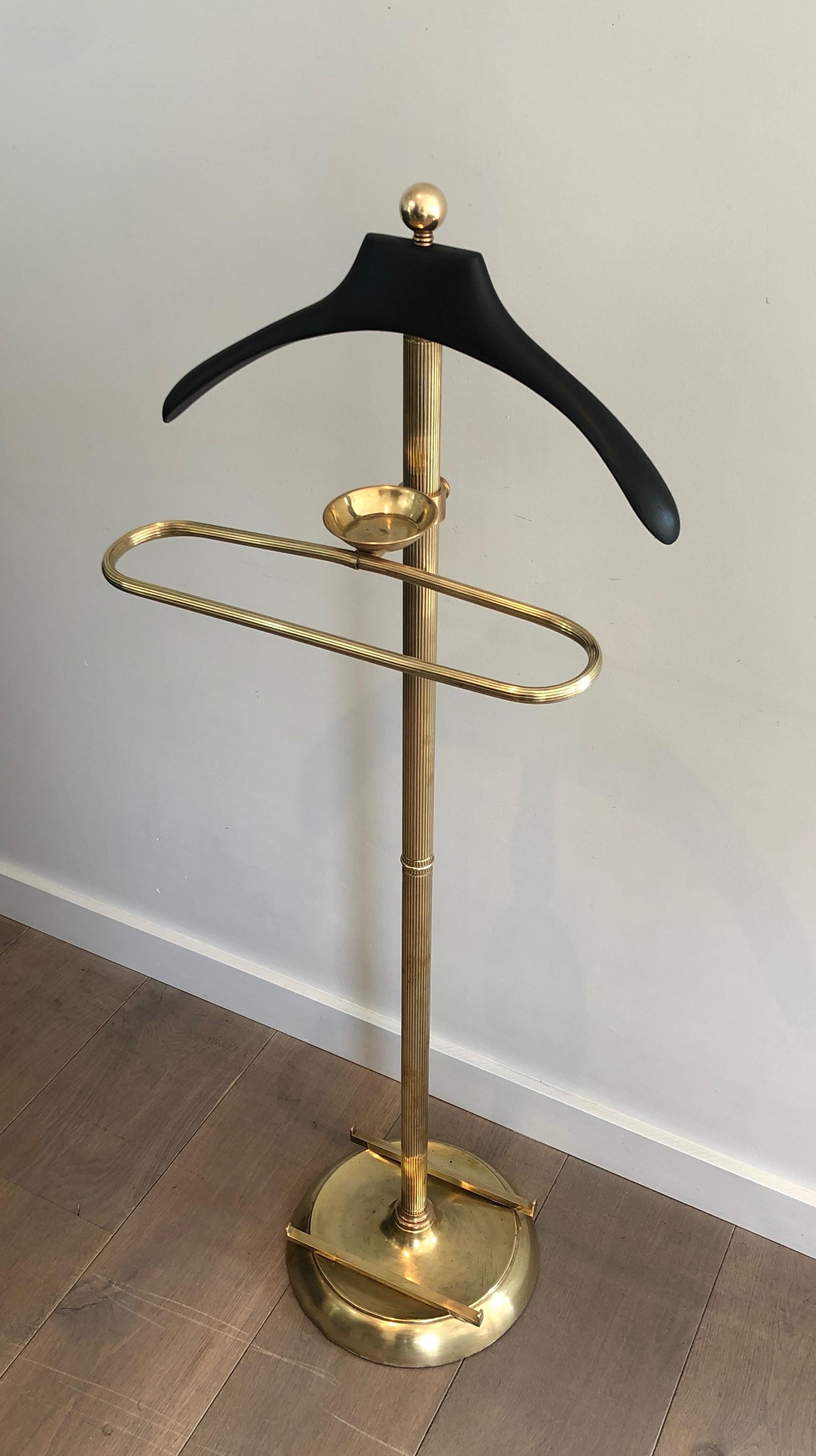 Neoclassical Style Brass and Black Lacquered Wood Valet, French, Circa 1940 16
