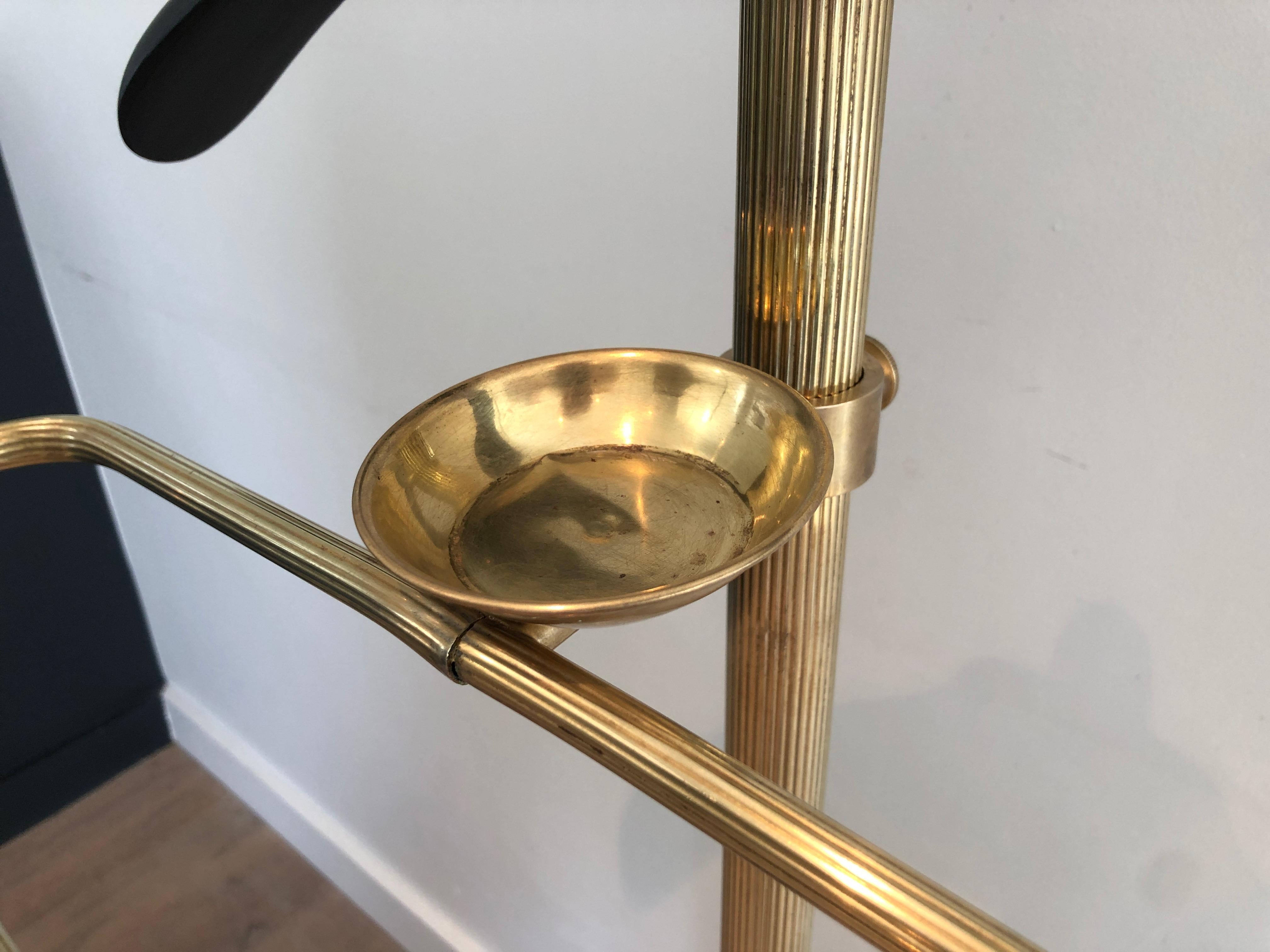 Neoclassical Style Brass and Black Lacquered Wood Valet, French, Circa 1940 2