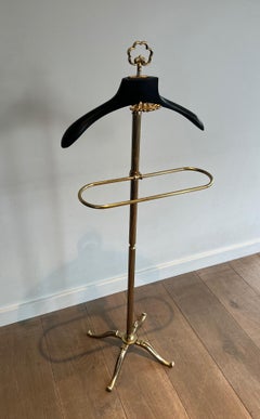 Neoclassical Style Brass and Black Lacquered Wood Valet. Maison Jansen Style