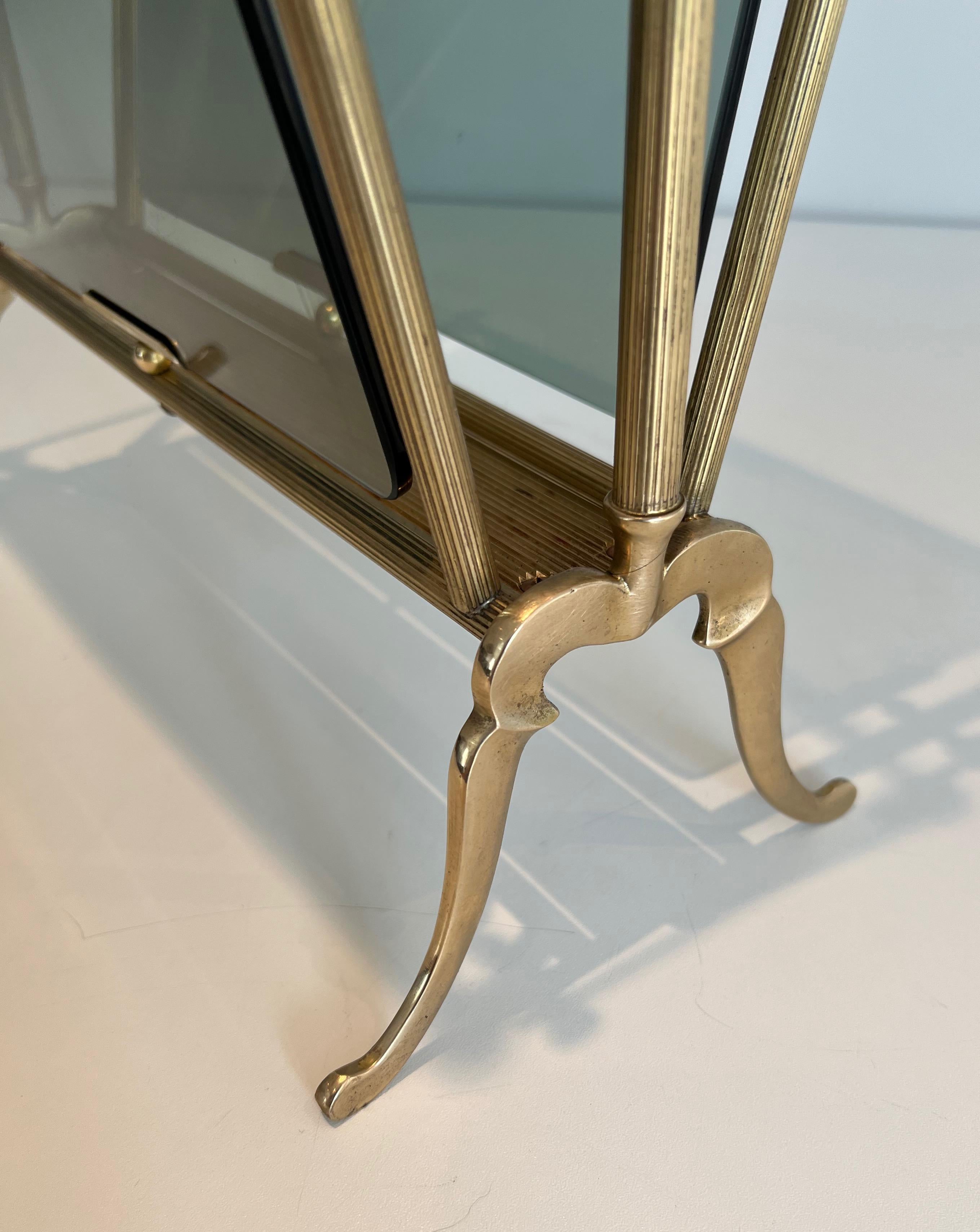 Portariviste in ottone e vetro bluastro in stile neoclassico, Maison Jansen in vendita 4