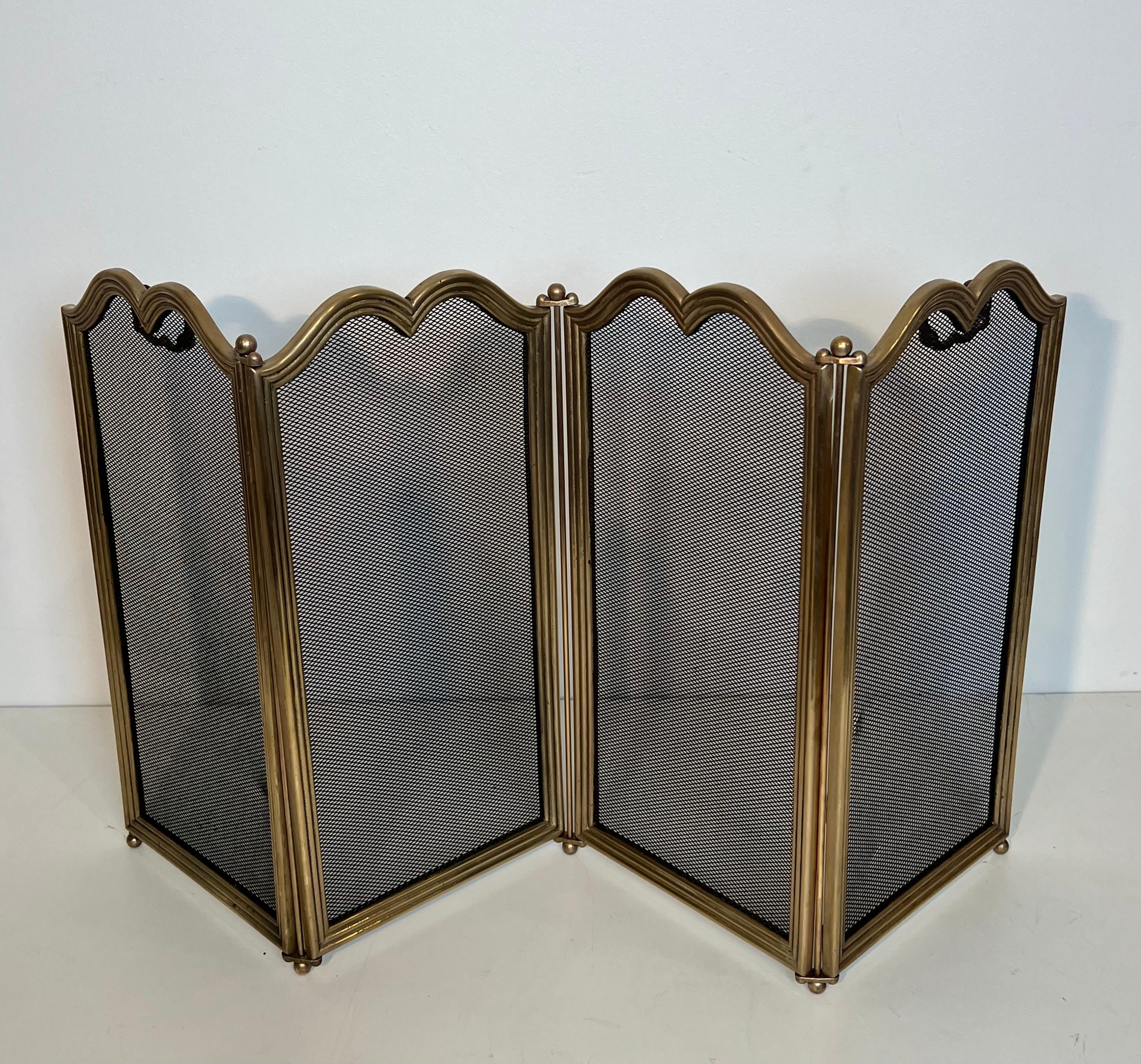 Paravento per caminetto a 4 pannelli in ottone e griglia in stile neoclassico in vendita 6