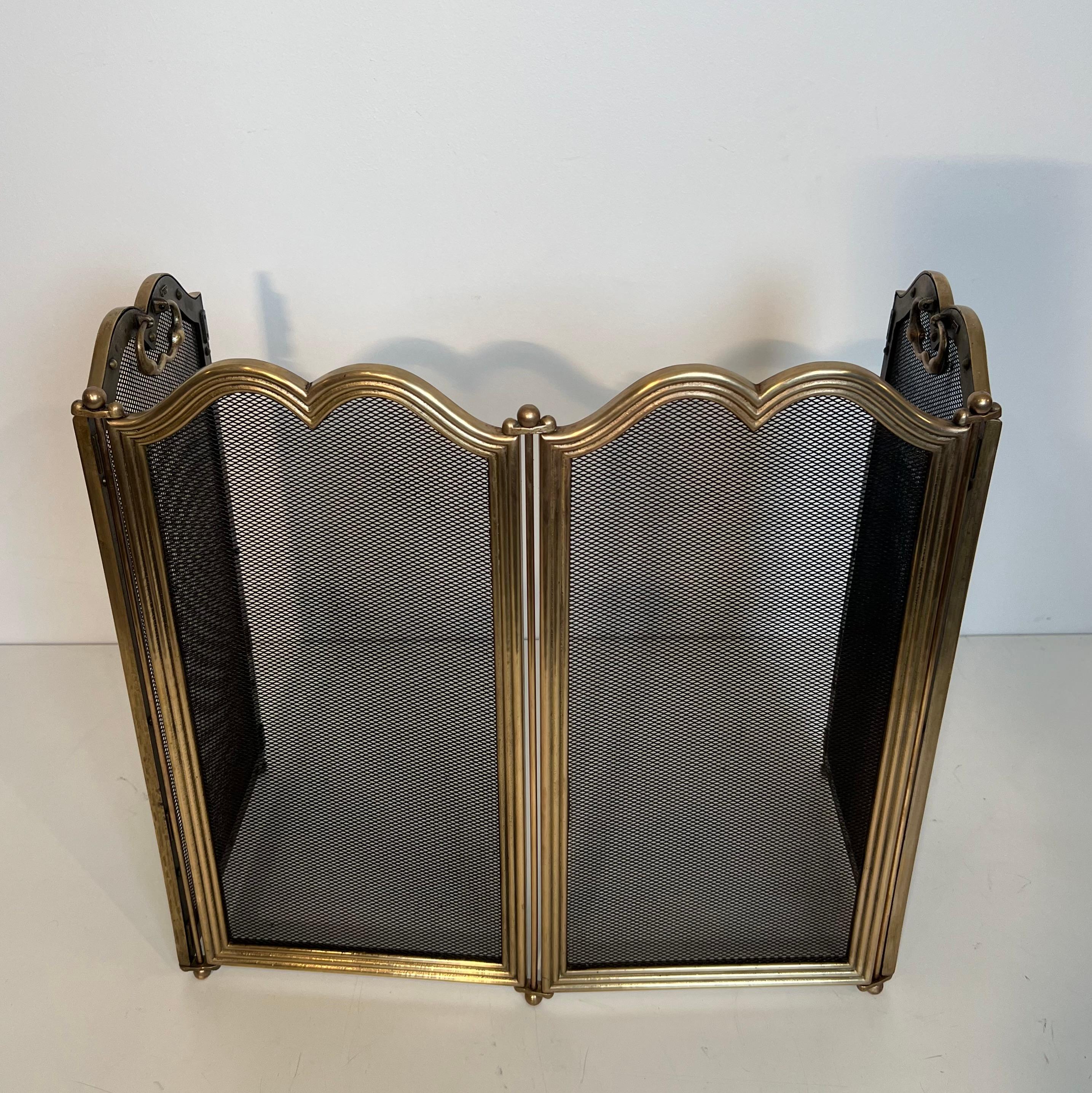 Paravento per caminetto a 4 pannelli in ottone e griglia in stile neoclassico in vendita 12