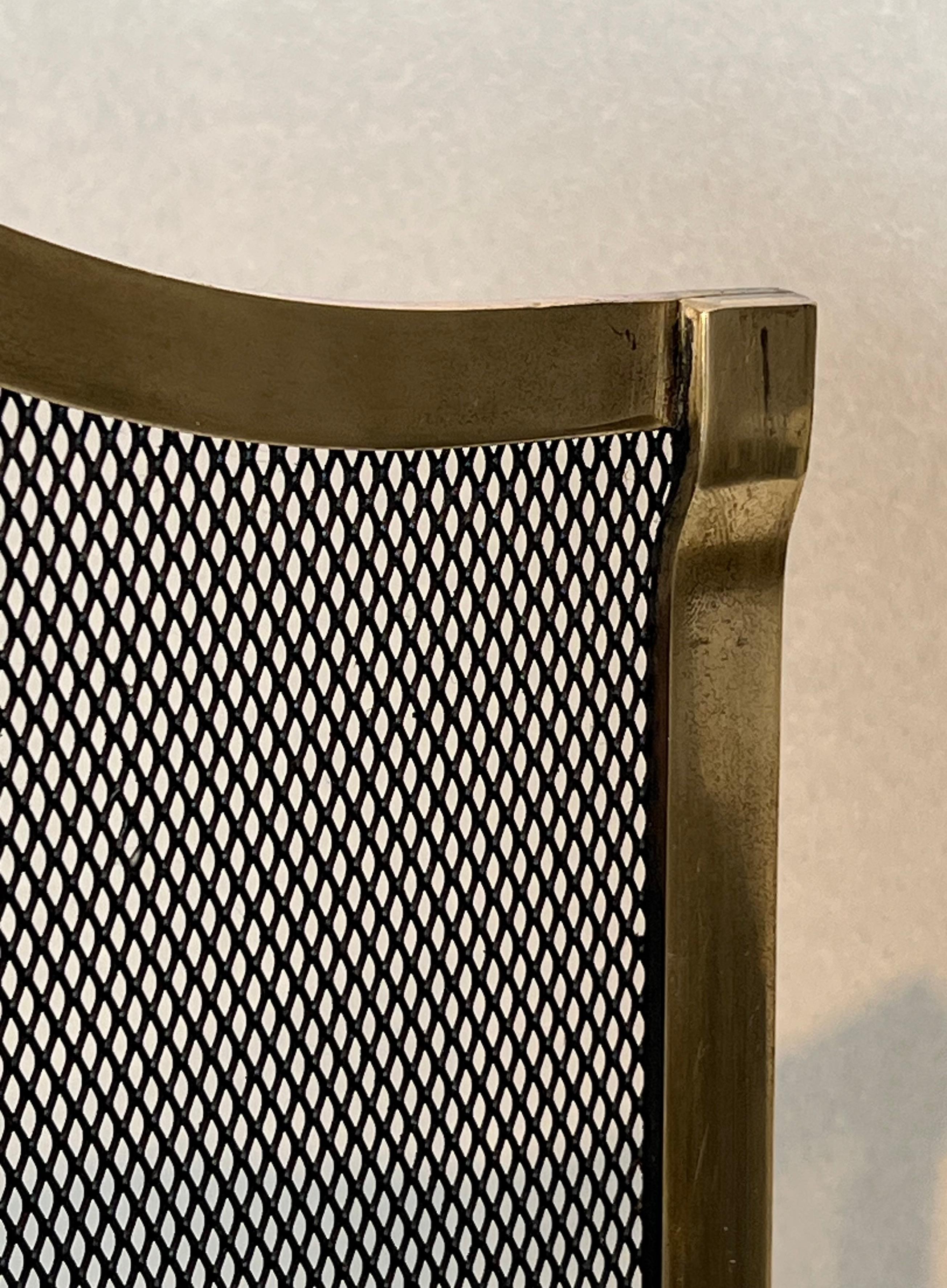 Neoclassical Style Brass and Grilling Fireplace Screen 5