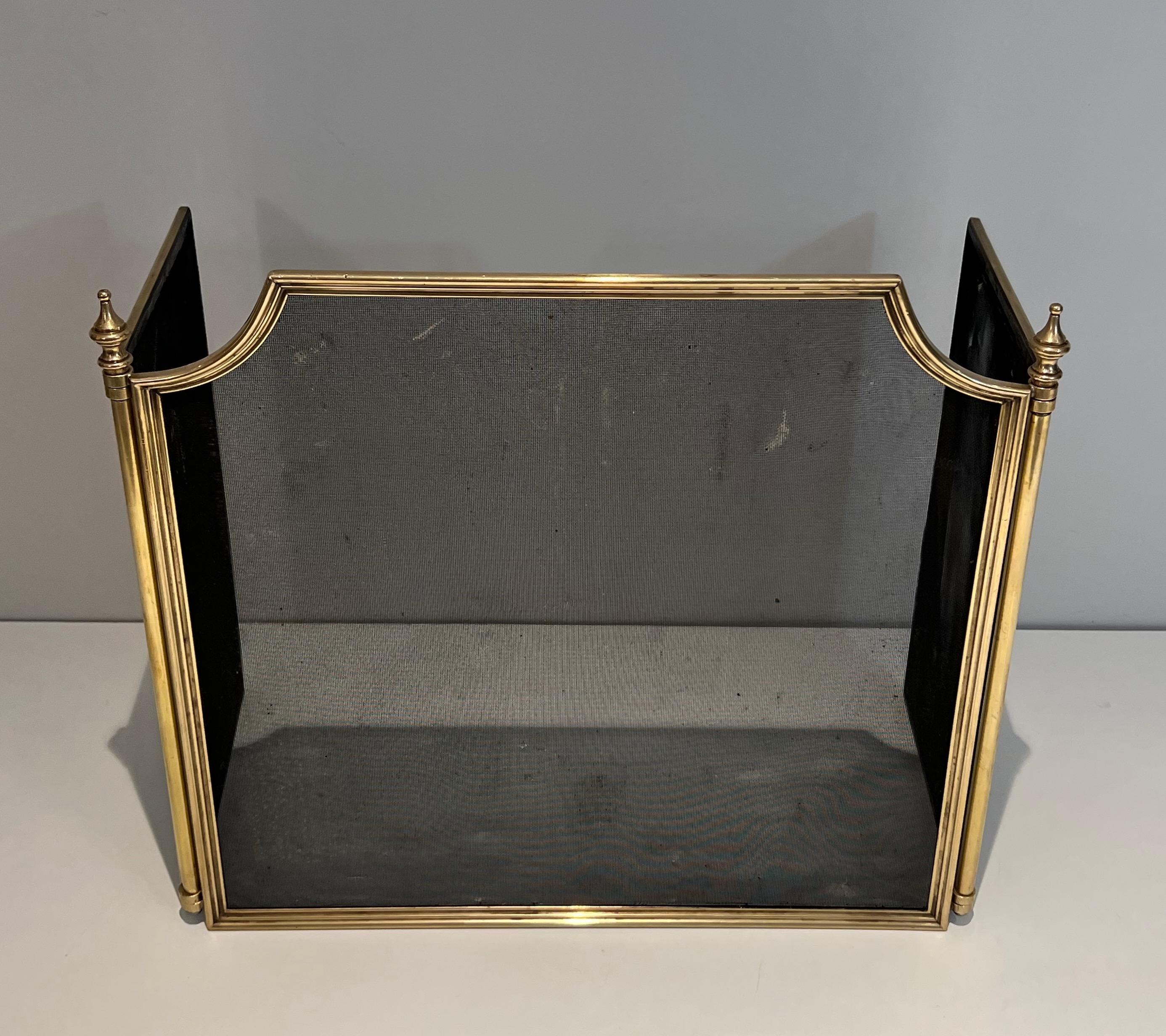 Neoclassical Style Brass and Grilling Fireplace Screen  For Sale 5
