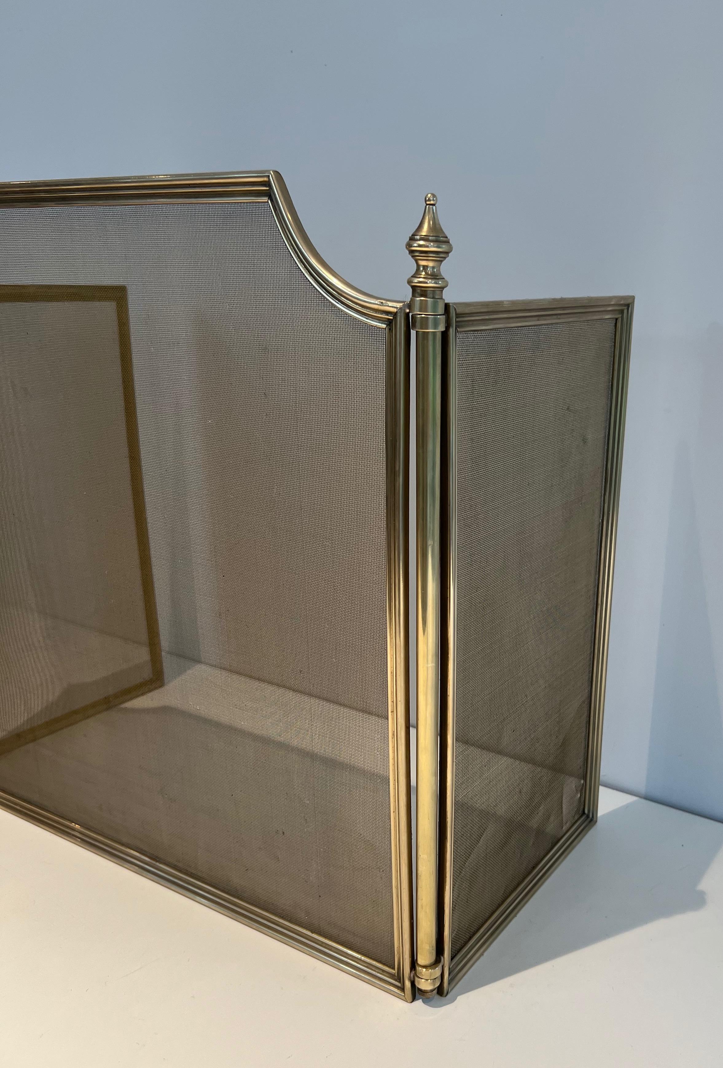 Neoclassical Style Brass and Grilling Fireplace Screen For Sale at 1stDibs
