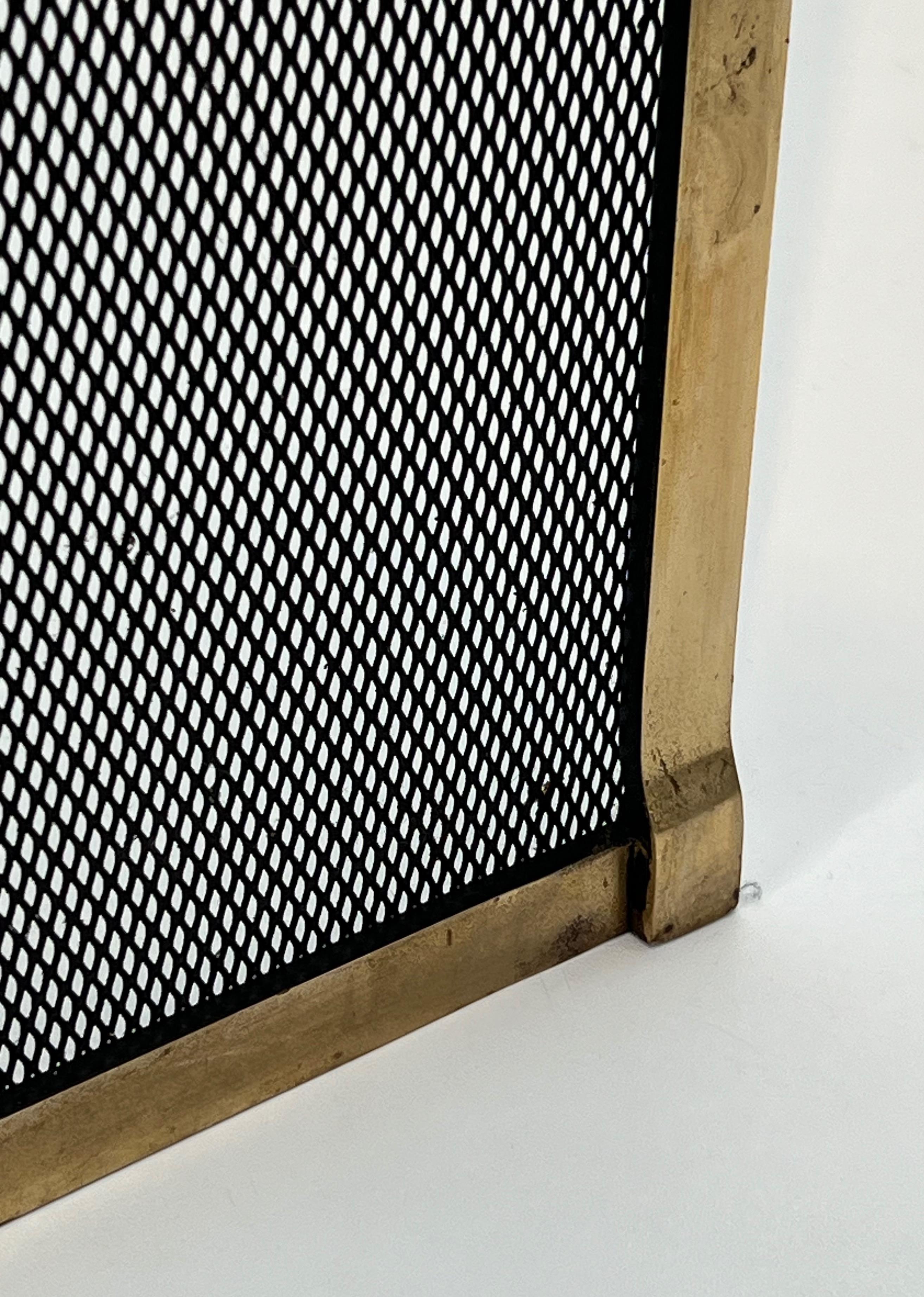 Neoclassical Style Brass and Grilling Fireplace Screen 7