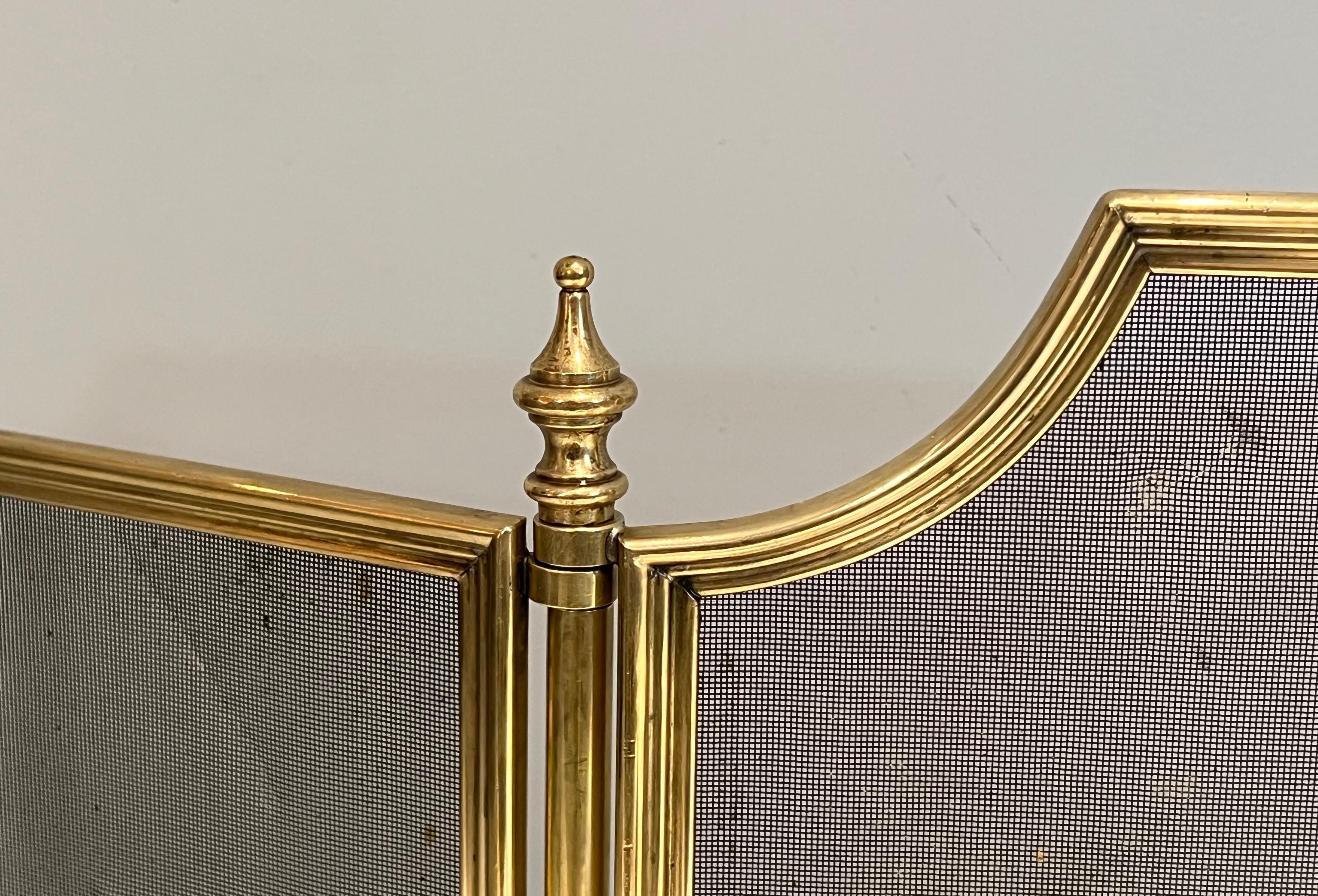 Pantalla de chimenea de latón y parrilla de estilo neoclásico en venta 5