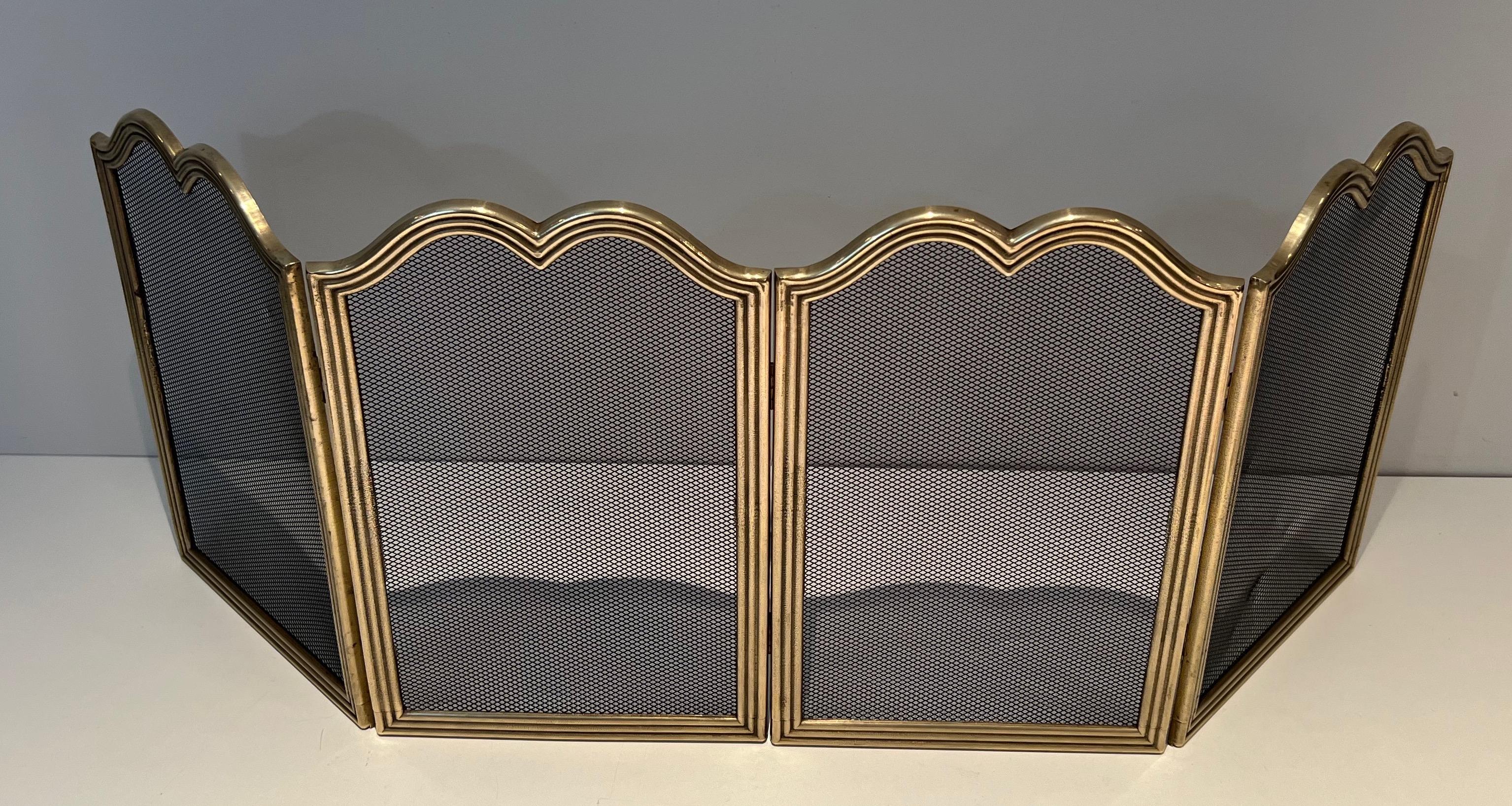 Neoclassical Style Brass and Grilling Fireplace Screen  For Sale 8