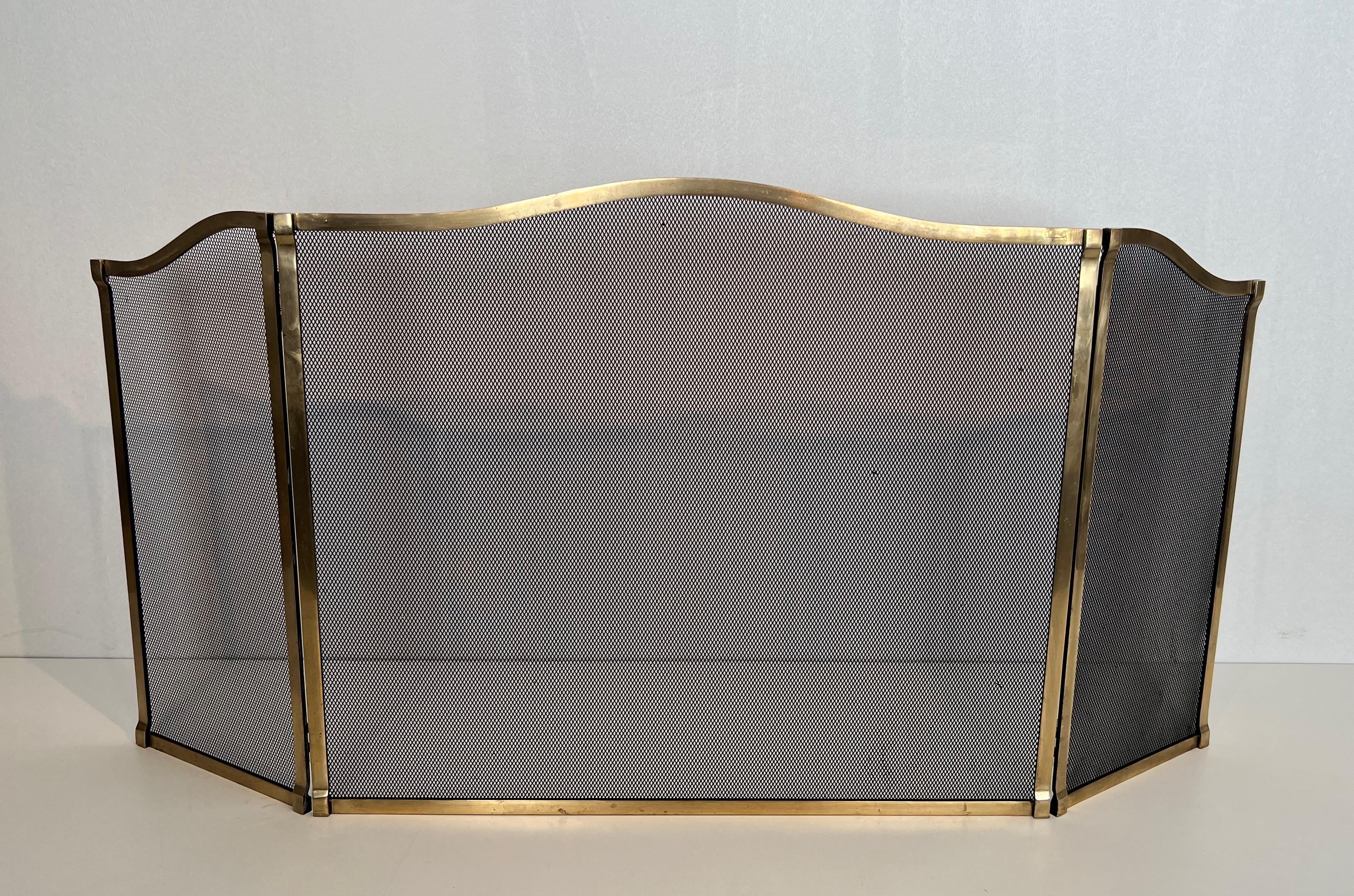 Neoclassical Style Brass and Grilling Fireplace Screen 8