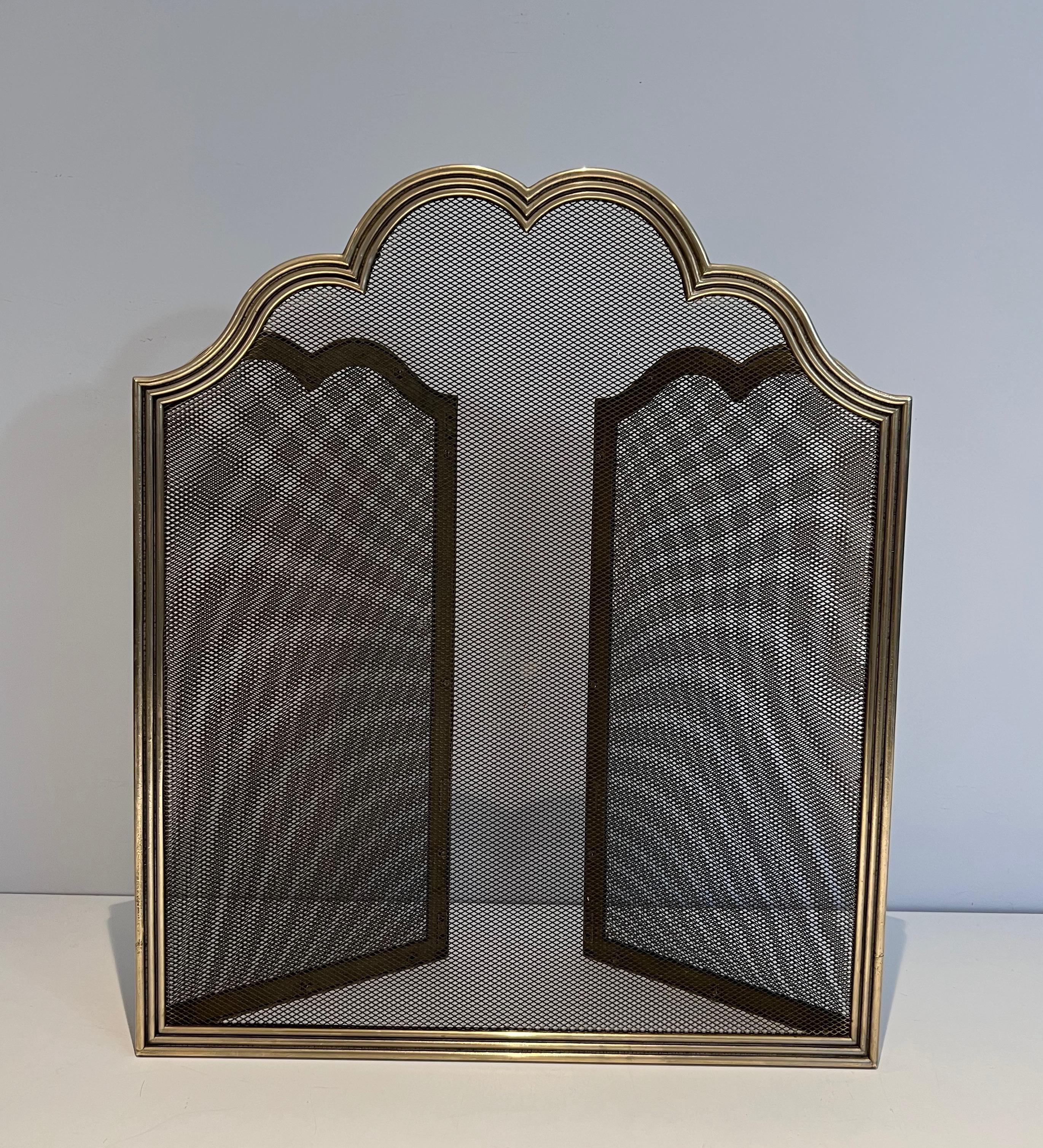 Neoclassical Style Brass and Grilling Fireplace Screen  For Sale 10