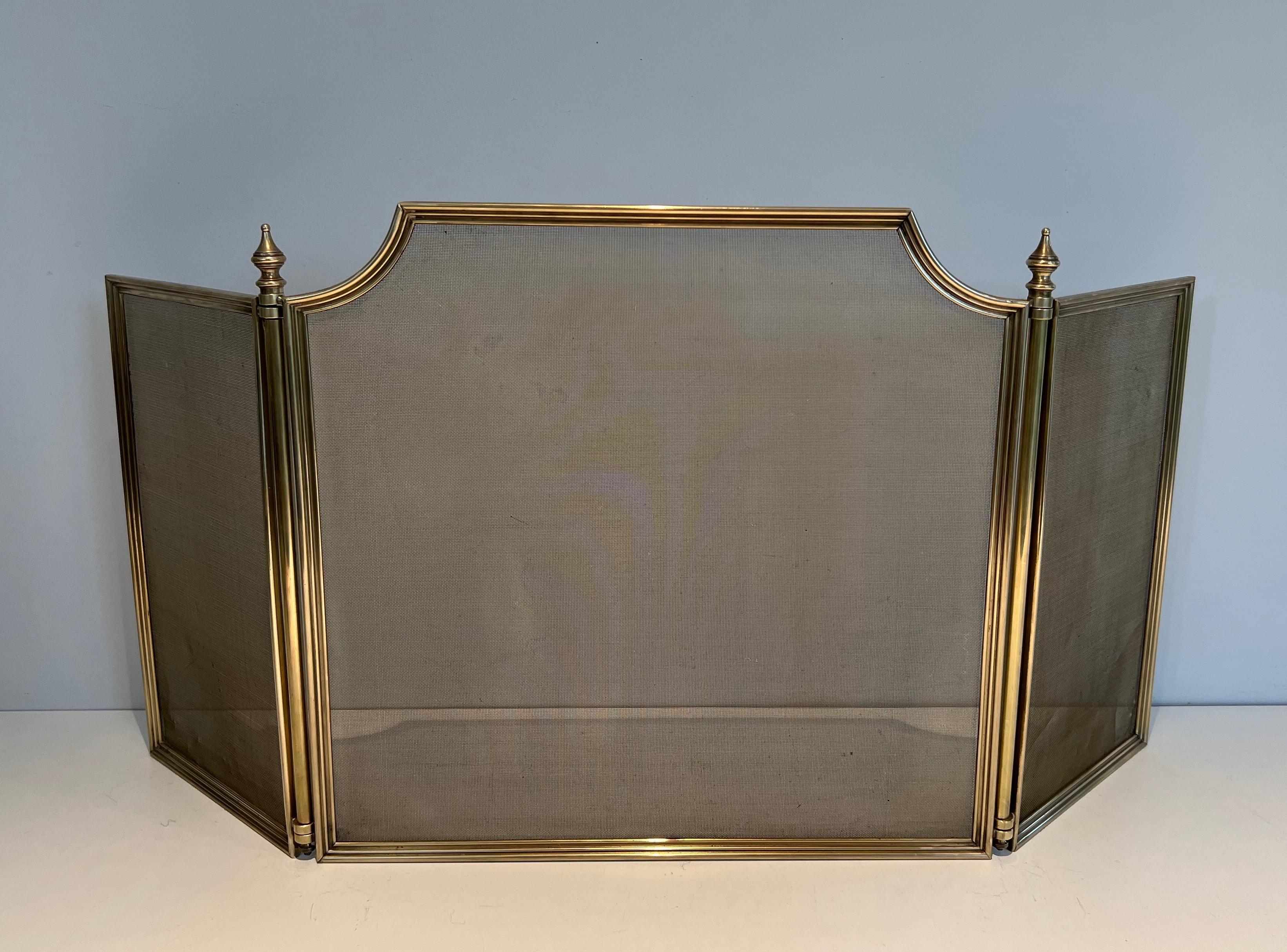 Neoclassical Style Brass and Grilling Fireplace Screen 11