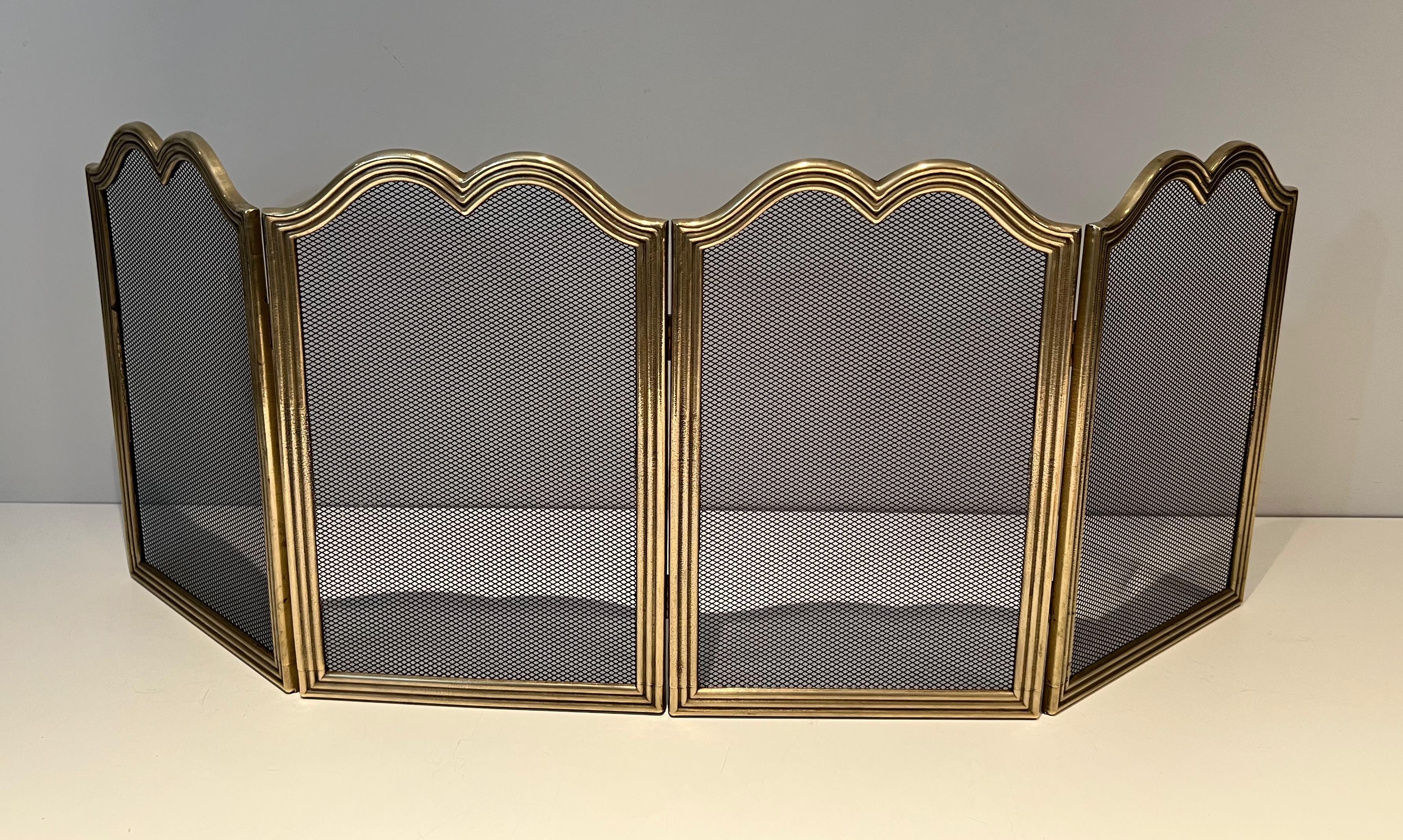 Neoclassical Style Brass and Grilling Fireplace Screen  For Sale 12