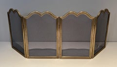 Neoclassical Style Brass and Grilling Fireplace Screen