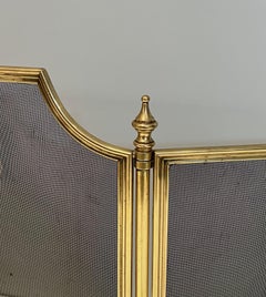 Neoclassical Style Brass and Grilling Fireplace Screen