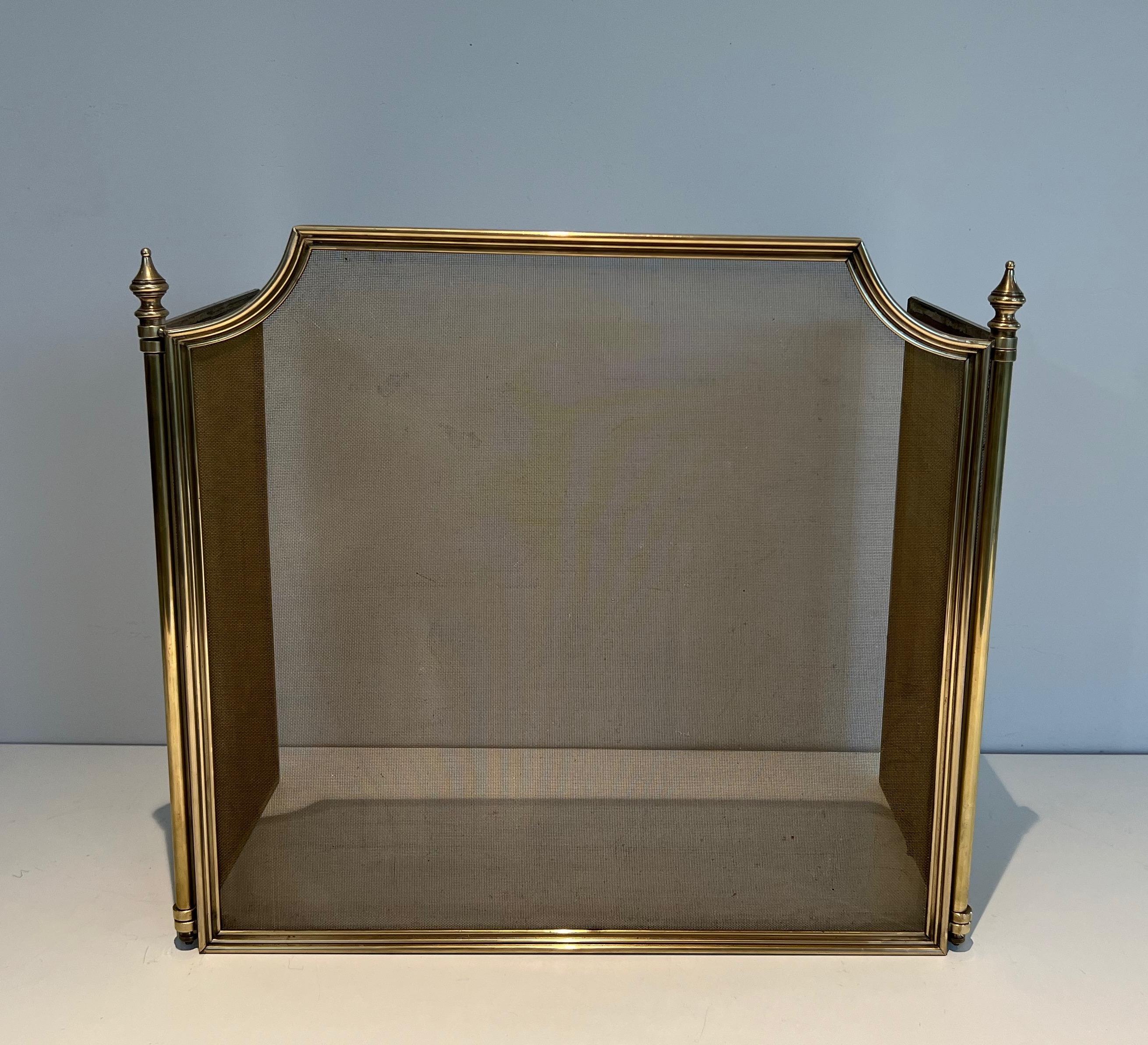 French Neoclassical Style Brass and Grilling Fireplace Screen