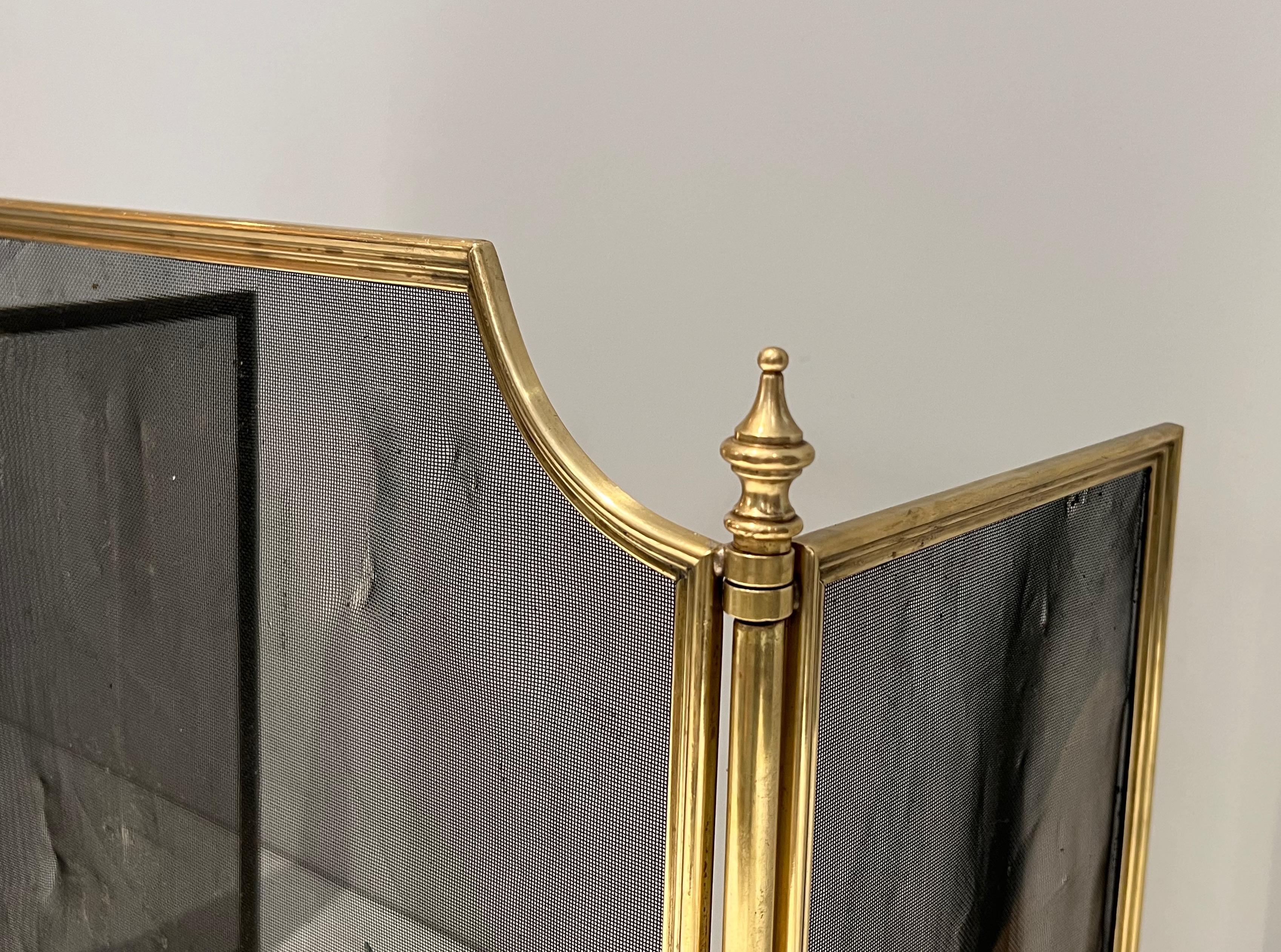 Pantalla de chimenea de latón y parrilla de estilo neoclásico Neoclásico en venta