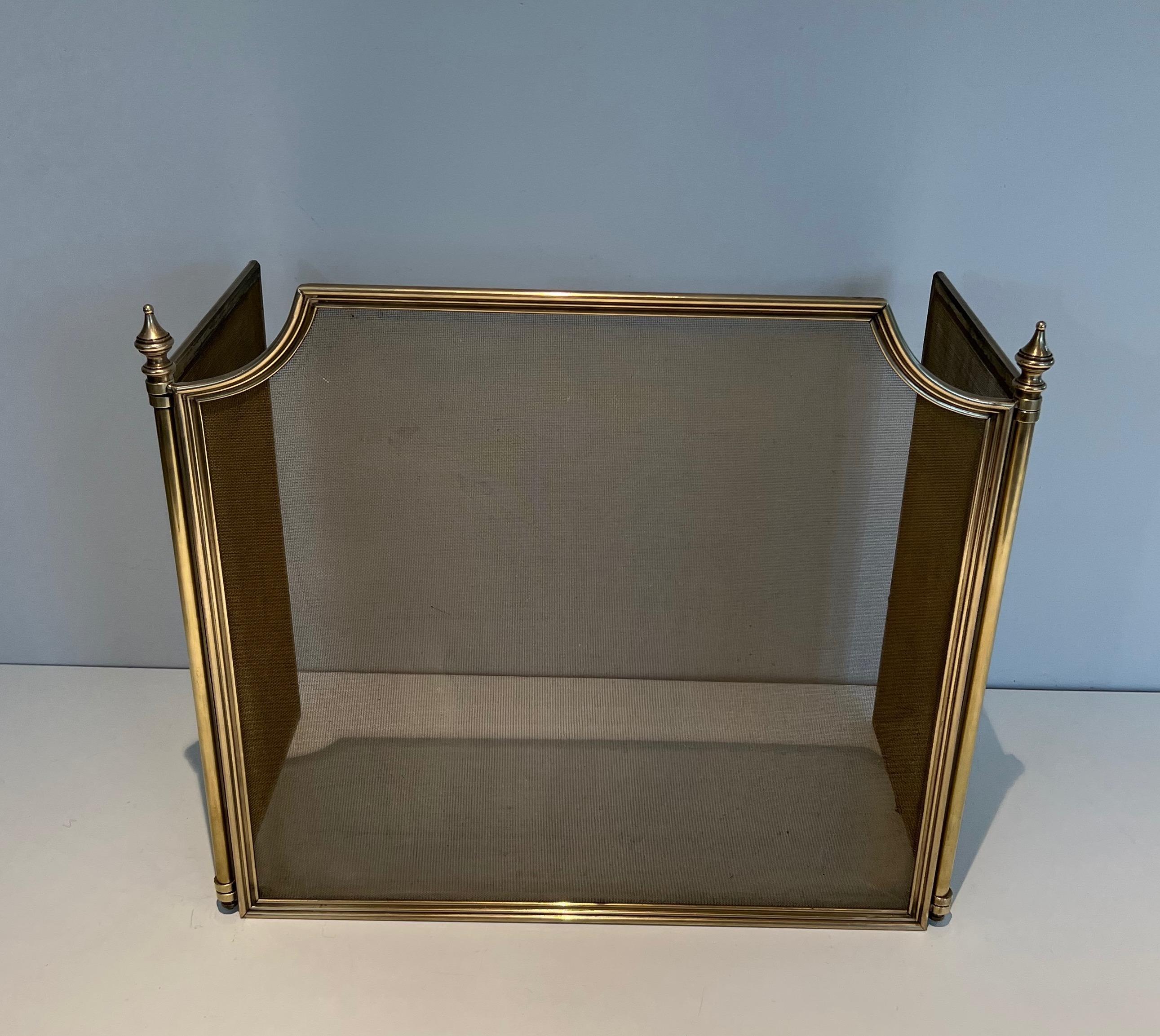 Neoclassical Style Brass and Grilling Fireplace Screen In Good Condition In Marcq-en-Barœul, Hauts-de-France