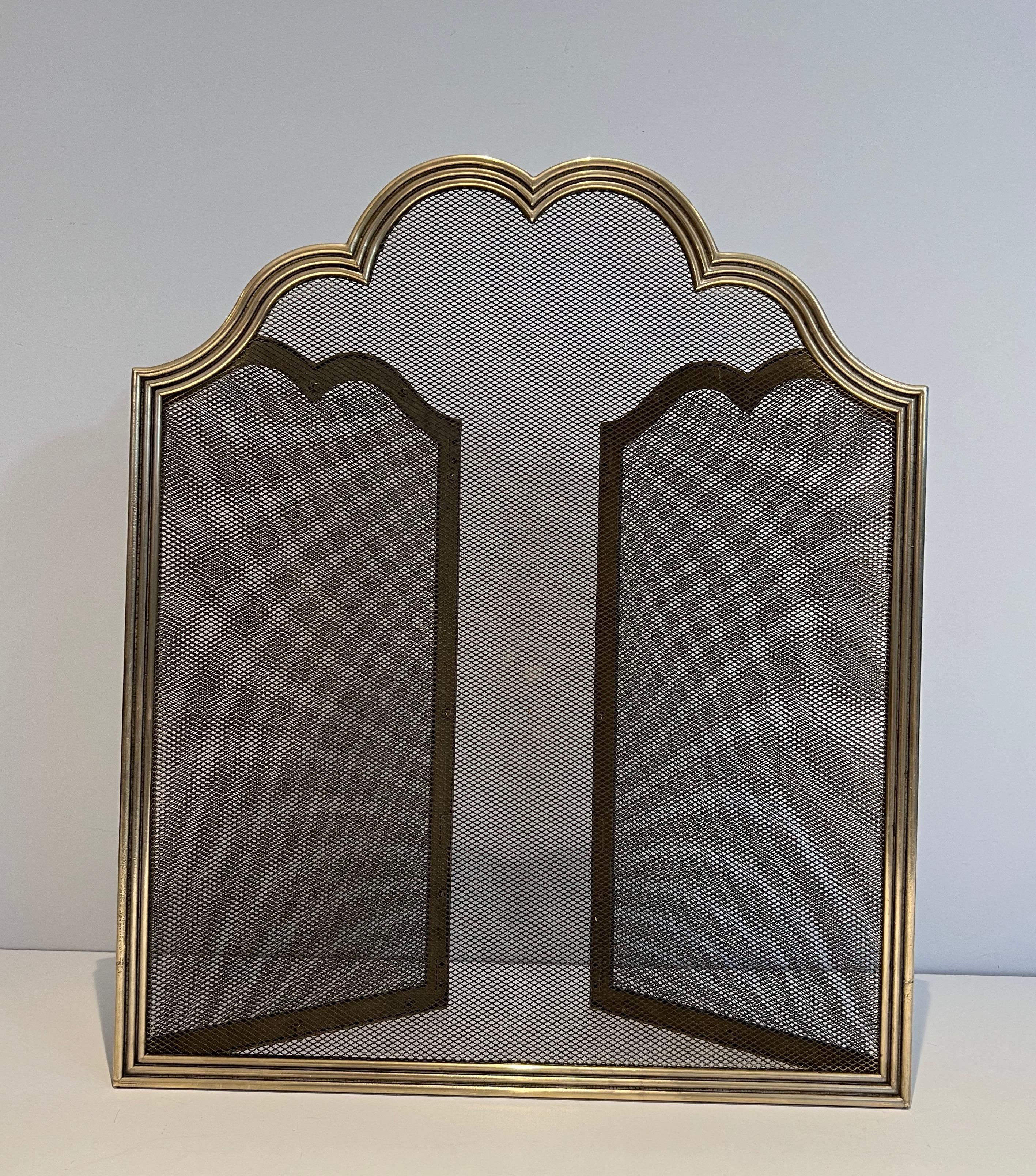 Late 20th Century Neoclassical Style Brass and Grilling Fireplace Screen  For Sale