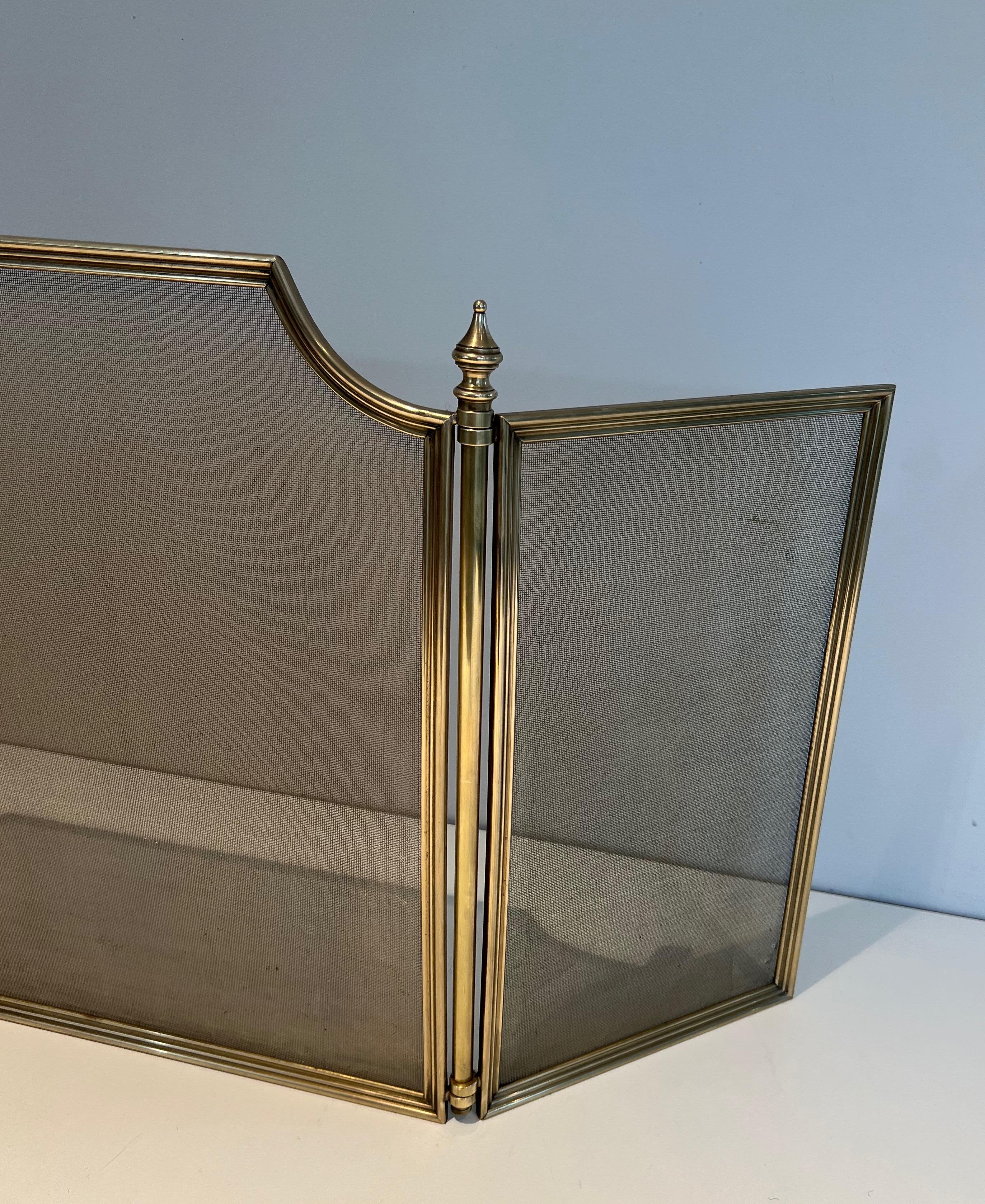 Neoclassical Style Brass and Grilling Fireplace Screen 1