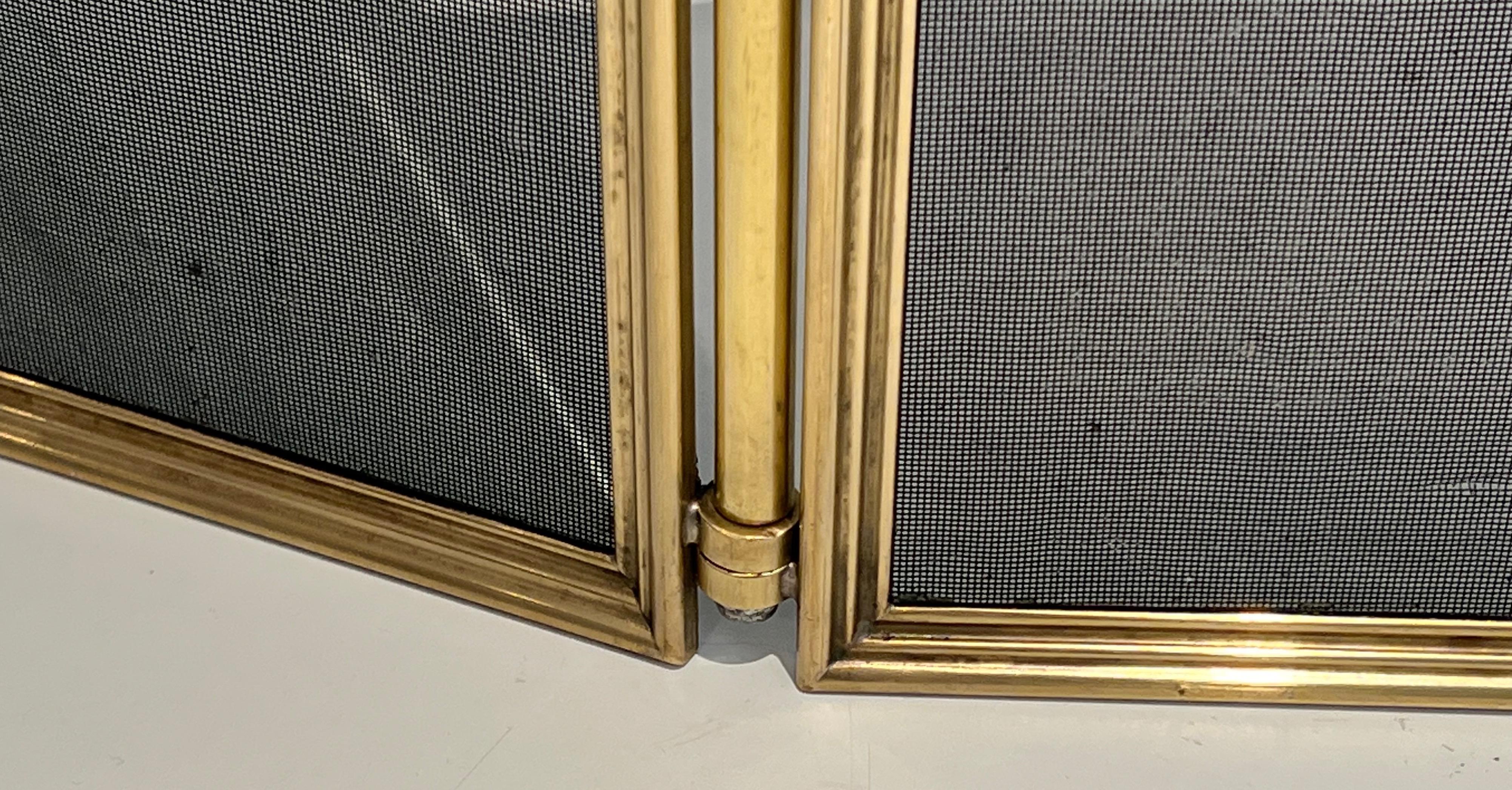 Neoclassical Style Brass and Grilling Fireplace Screen  For Sale 1